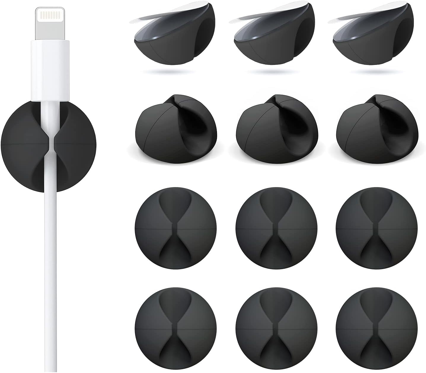 12 Pack Cable Clips, Znben Cable Holder for Desk Cord Organizer Adhesive Cord Management Charger Wire Holder Clips fo...