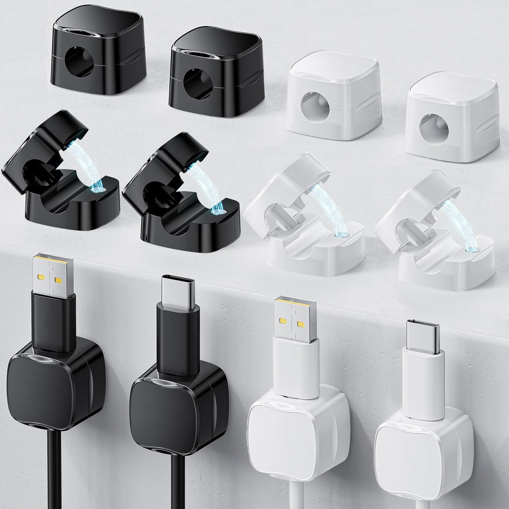 12 Pack Magnetic Cable Clips, Cord Organizer for Cable Management, Wire Holder