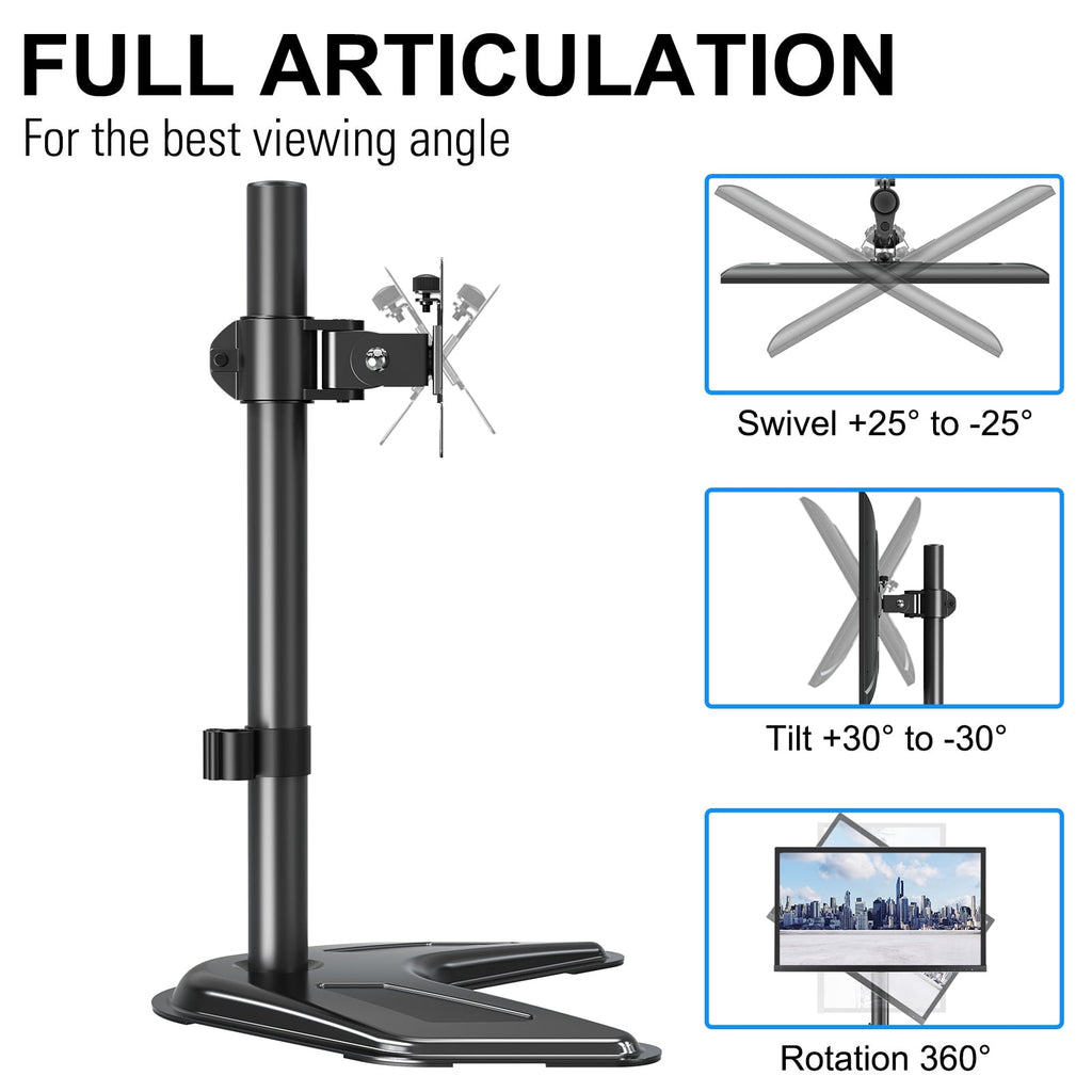 Single Monitor Stands Fits 13'' to 32'' Screen, Freestanding Monitor Mount for Desk, VESA 75x75 100x100, up to 17.6lbs - Image 5