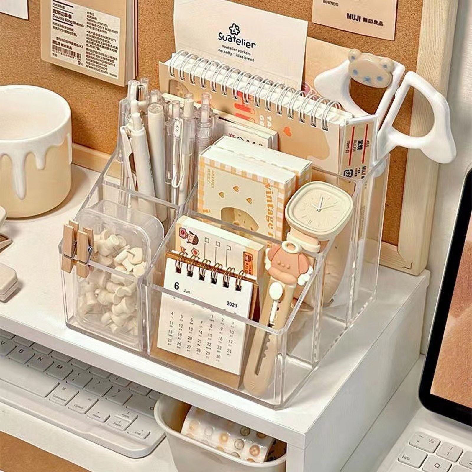 Multi-function Acrylic Pen Organizer Storage, Translucent Desk Pencil Organizer Pencil Pot Pen Pot, Pen Storage Holde... - Image 4