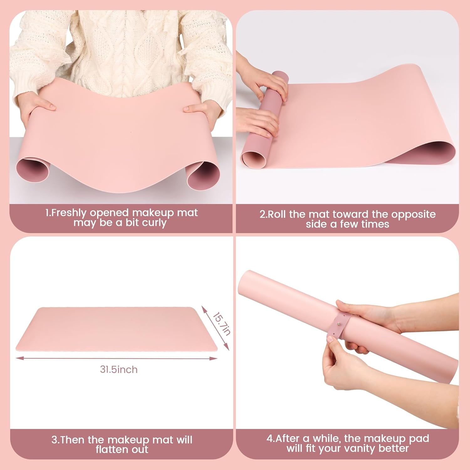 Makeup Mat for Vanity Top Protector, Dual-Sided Vanity Mat, Easy to Clean Vanity Desk Mat - Vanity Makeup Pads Waterp... - Image 5
