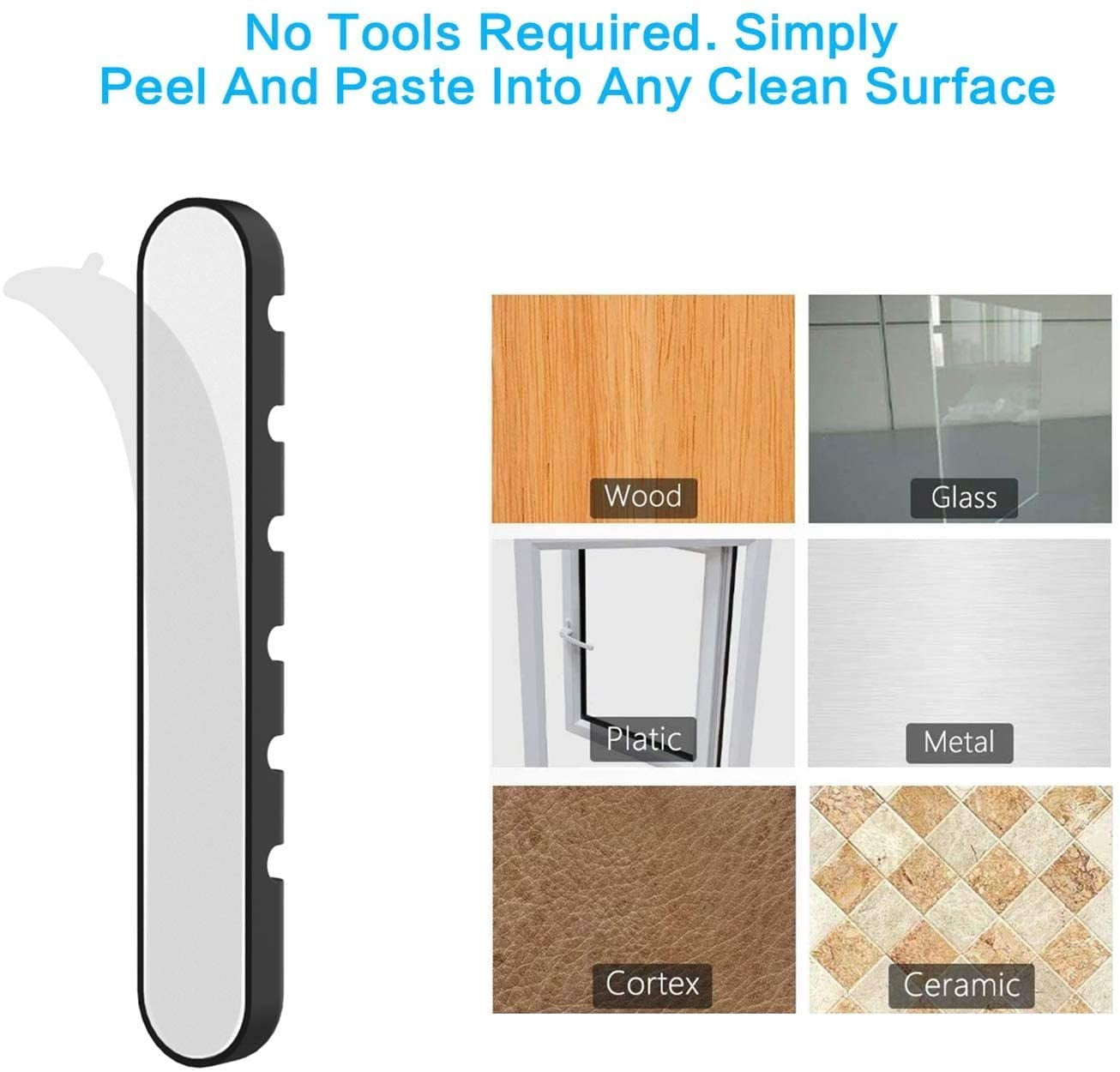 Organizer Desktop, 2 Pieces (6 Slots) Tie Holder Management, Silicone Adhesive Storage For Charger Wires/Computer/Mou... - Image 5