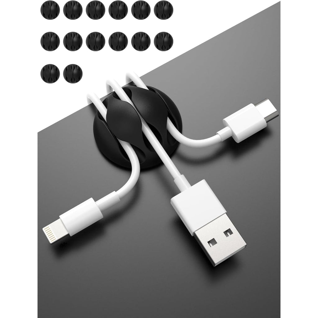 14 Pack Cable Clips Cord Organizer, 3-Hole Wire Management Holders for USB Charging Cables, Home Office Desk Accessor...