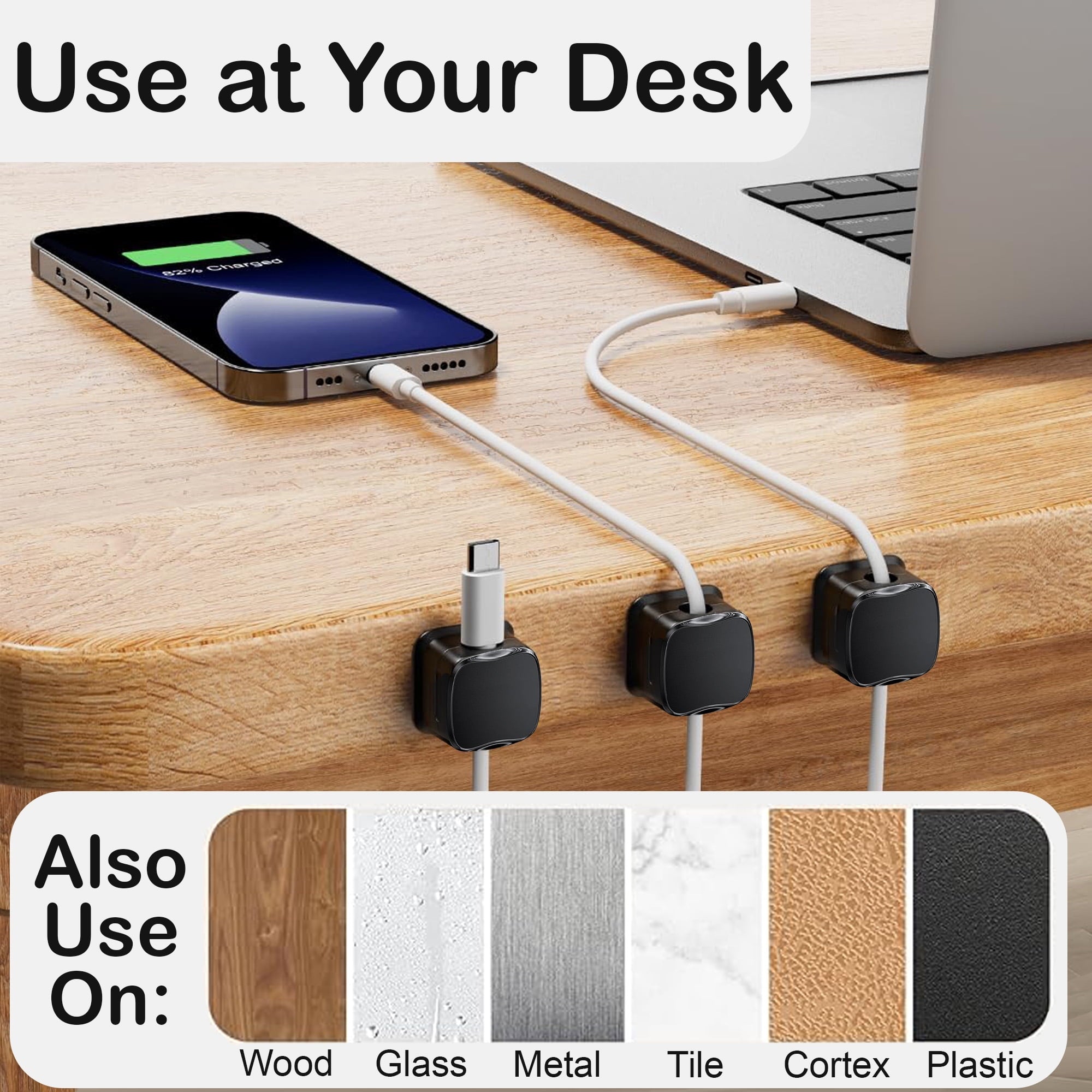 12 Pack Magnetic Cable Clips, Cord Organizer for Cable Management, Wire Holder - Image 3