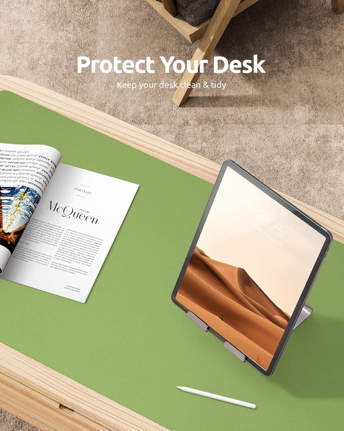 Leather Desk Pad Protector, Office Desk Mat, Large Mouse Pad, Non-Slip PU Leather Desk Blotter, Laptop Desk Pad, Wate... - Image 6