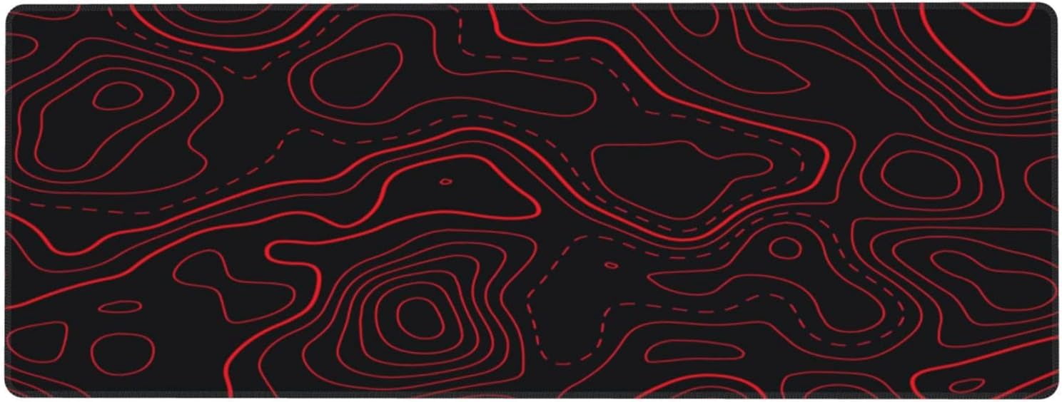 Red Black Topographic Mouse Pad Large Gaming Desk Mat Computer Mousepad XL Long Non-Slip Laptop Keyboard Mat for Offi... - Image 3