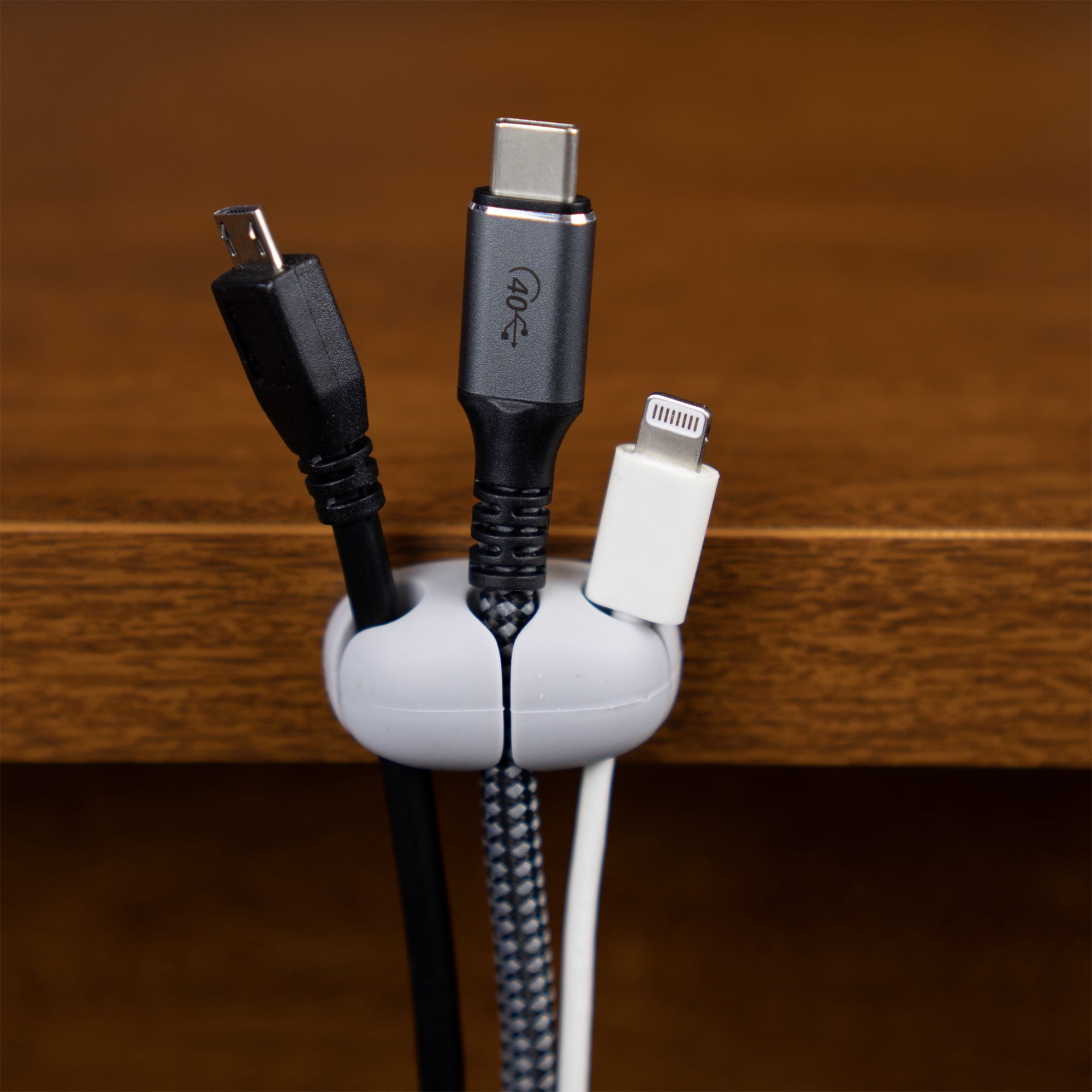 Cable Wholesale -10001 Silicone Desktop Cable Organizer with Adhesive Backing - 3 Slot - Gray - Image 6
