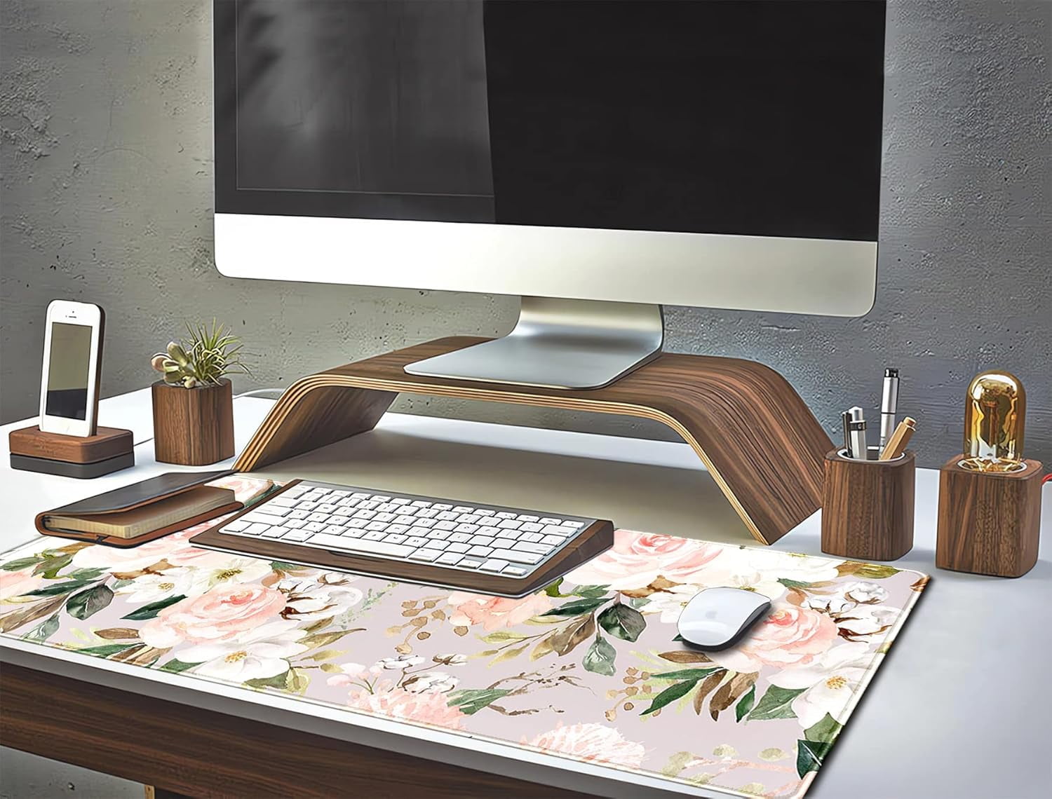 Pink Flowers Keyboard Pad PC Gaming Desk Mat Desk Mouse Pads Green Leaves Floral Mouse Pad Large, Computer XL Big Mou... - Image 6