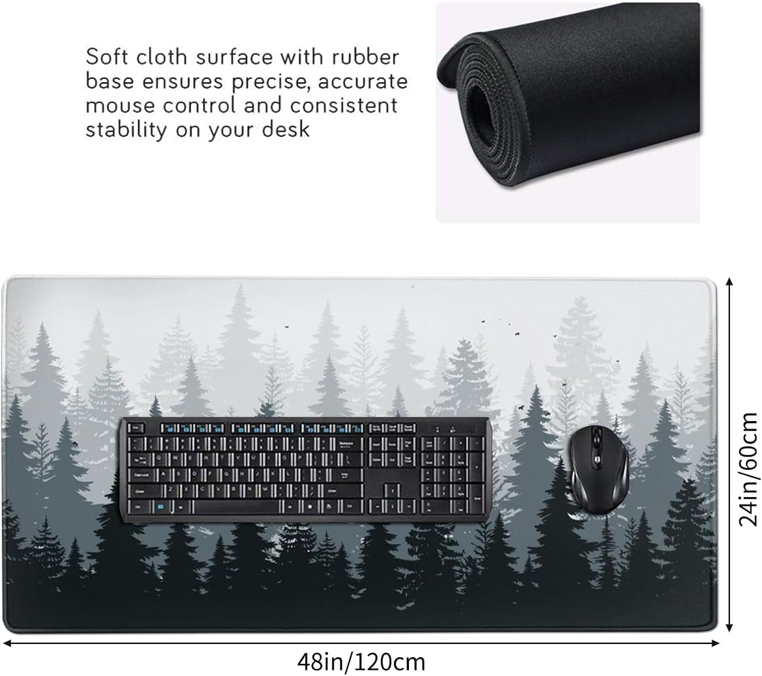 3XL Huge Mouse Pads Oversized (48''''x24''''),Gaming Mouse Mat Forest Background Pattern XXXL Large Mouse Mat Long Extended Desk Mat with No - Image 3