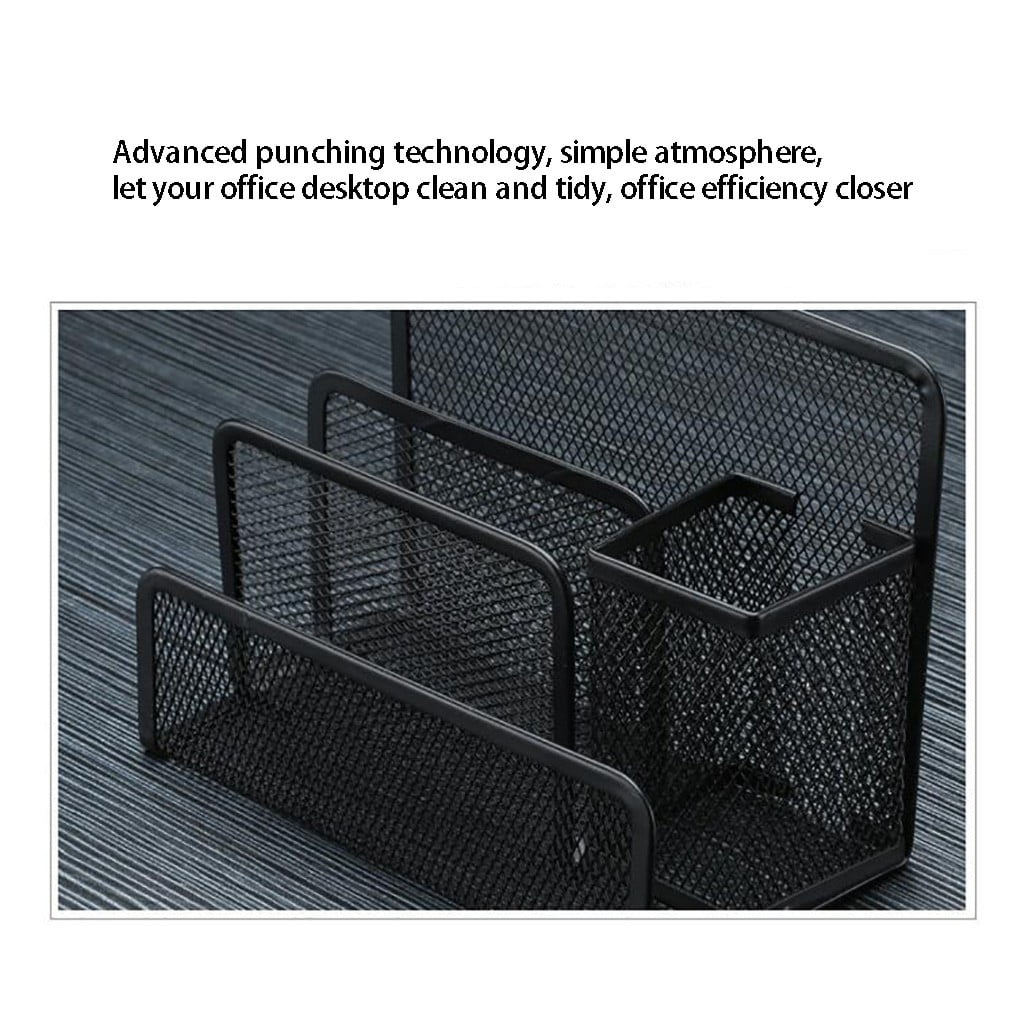 Metal Letter Magazine Home Tray Folder Slots Filing Envelope Black Holder Paper Document top Countertop Cell Mesh Sor... - Image 5