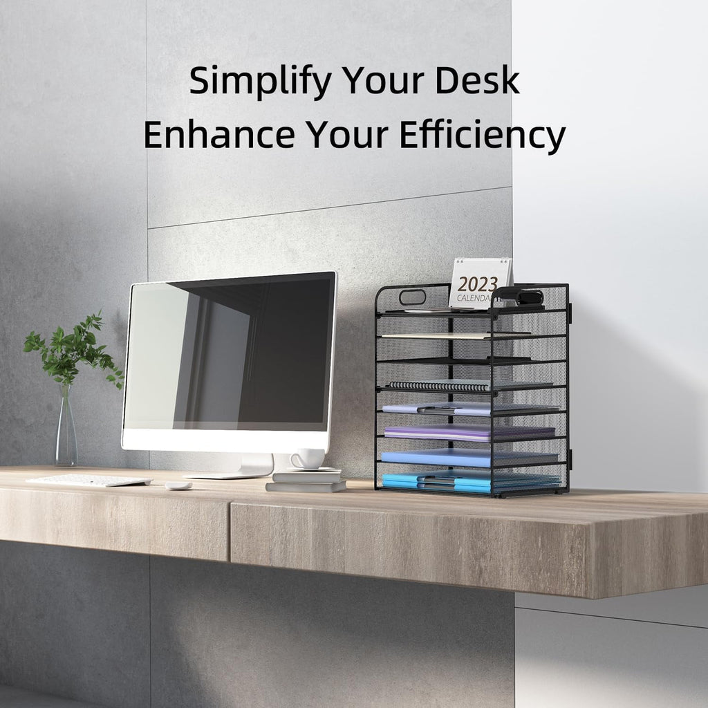8-Tier Paper Letter Tray Organizer with Handles, Desk Organizers and Accessories, Desk Paper Organizer for Office, Home - Image 4