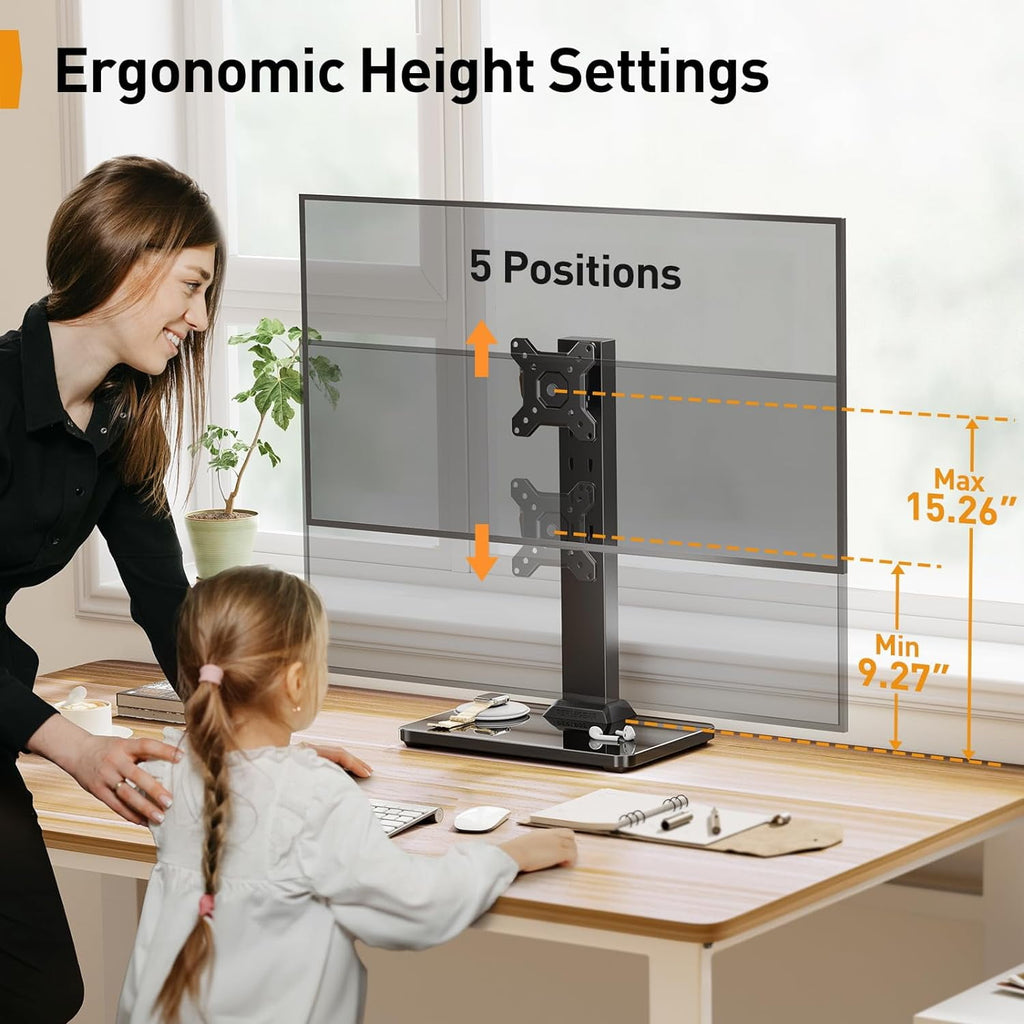 Mount for 13-34 inch Screens with 360 Degree Rotation, 5 Height Settings, Adjustable Desk Riser with Swivel and Tilt,... - Image 3