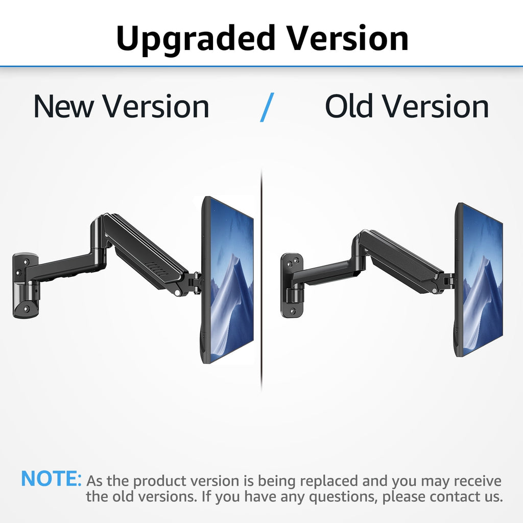 HOMOUNT Single Monitor Wall Mount for Max 32 Inch Computer Screen, Gas Spring Monitor Arm Holder Support 4.4-19.8lbs, Full Motion Adjustable - Image 2