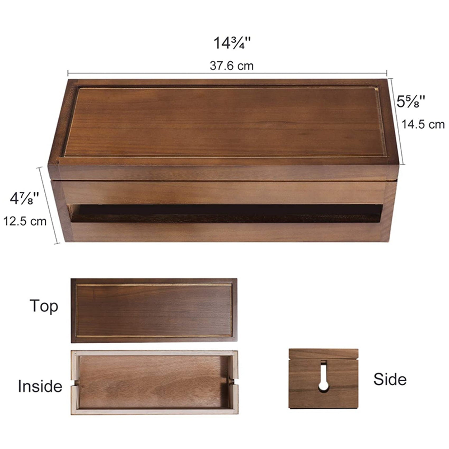Box Wooden Cord Organizer for Extension Power Stripe Surge Protector Wire (Coffee Color) - Image 2