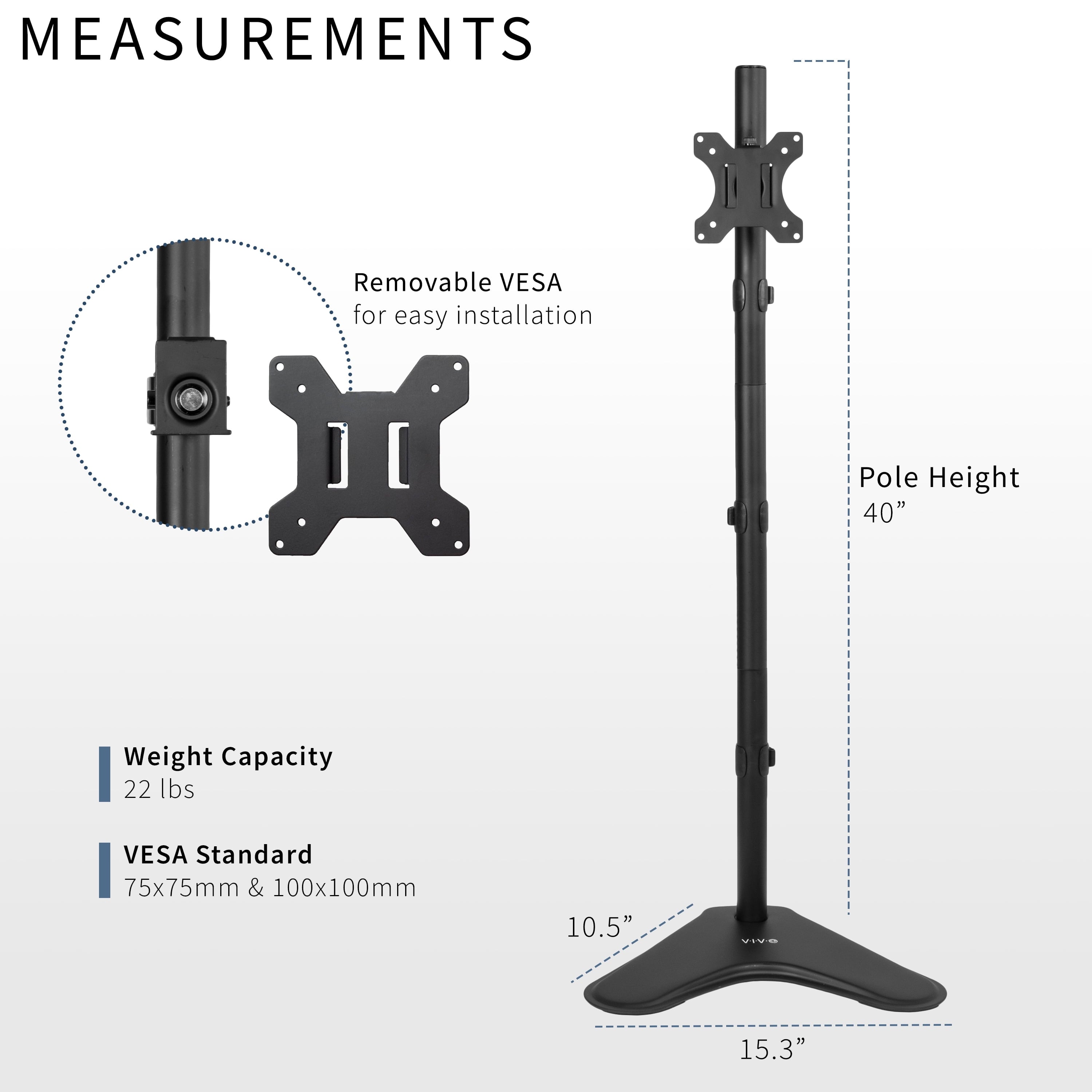 Extra Tall Single Monitor Adjustable Desk Stand for 1 Screen 13" to 27" - Image 3