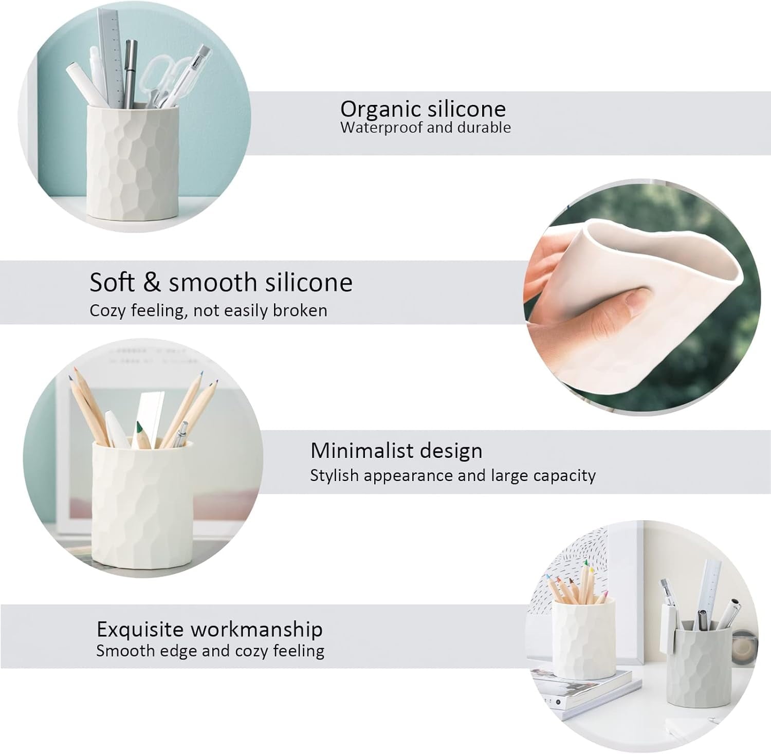 Silicone Pen Holder, Nordic Modern Minimalist Makeup Organizer for Desk, Waterproof Office Supplies, Multifunctional Desktop Pencil Pot for - Image 5