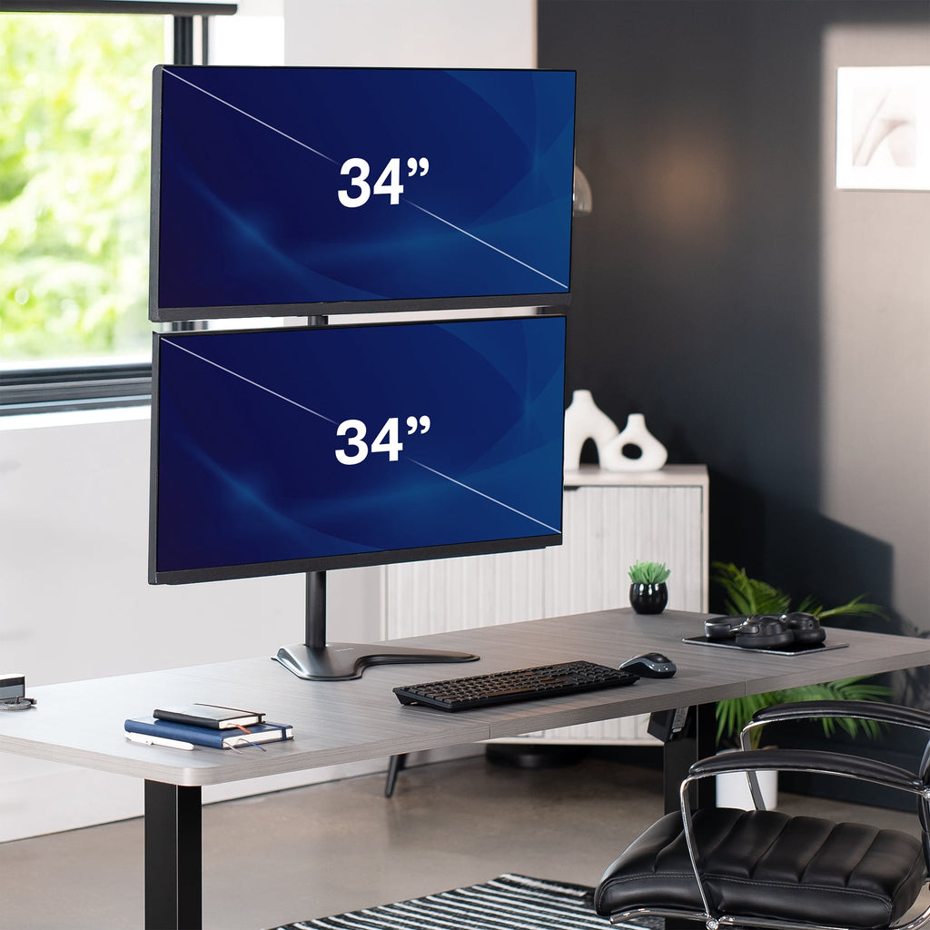 Dual LCD Monitor Vertical Stand Mount, Fits 2 Ultrawide Screens up to 34" - Image 2