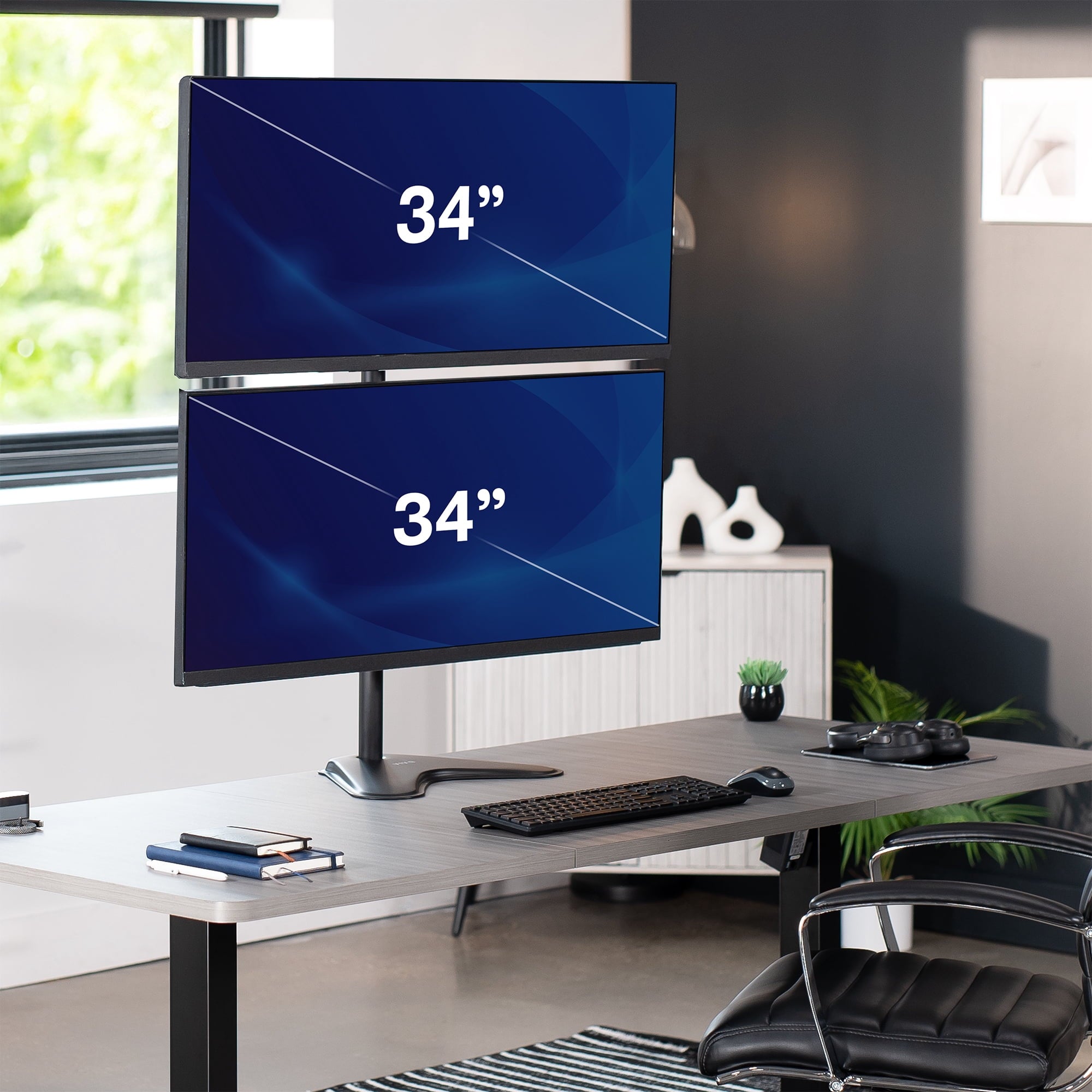 Dual LCD Monitor Vertical Stand Mount, Fits 2 Ultrawide Screens up to 34" - Image 2