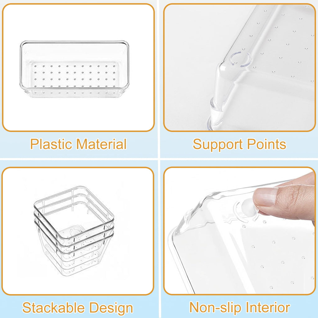 Clear Plastic Drawer Organizers Makeup Vanity Desk Storage Stackable Multiple Gadgets Organizers for Home Bathroom Of... - Image 2