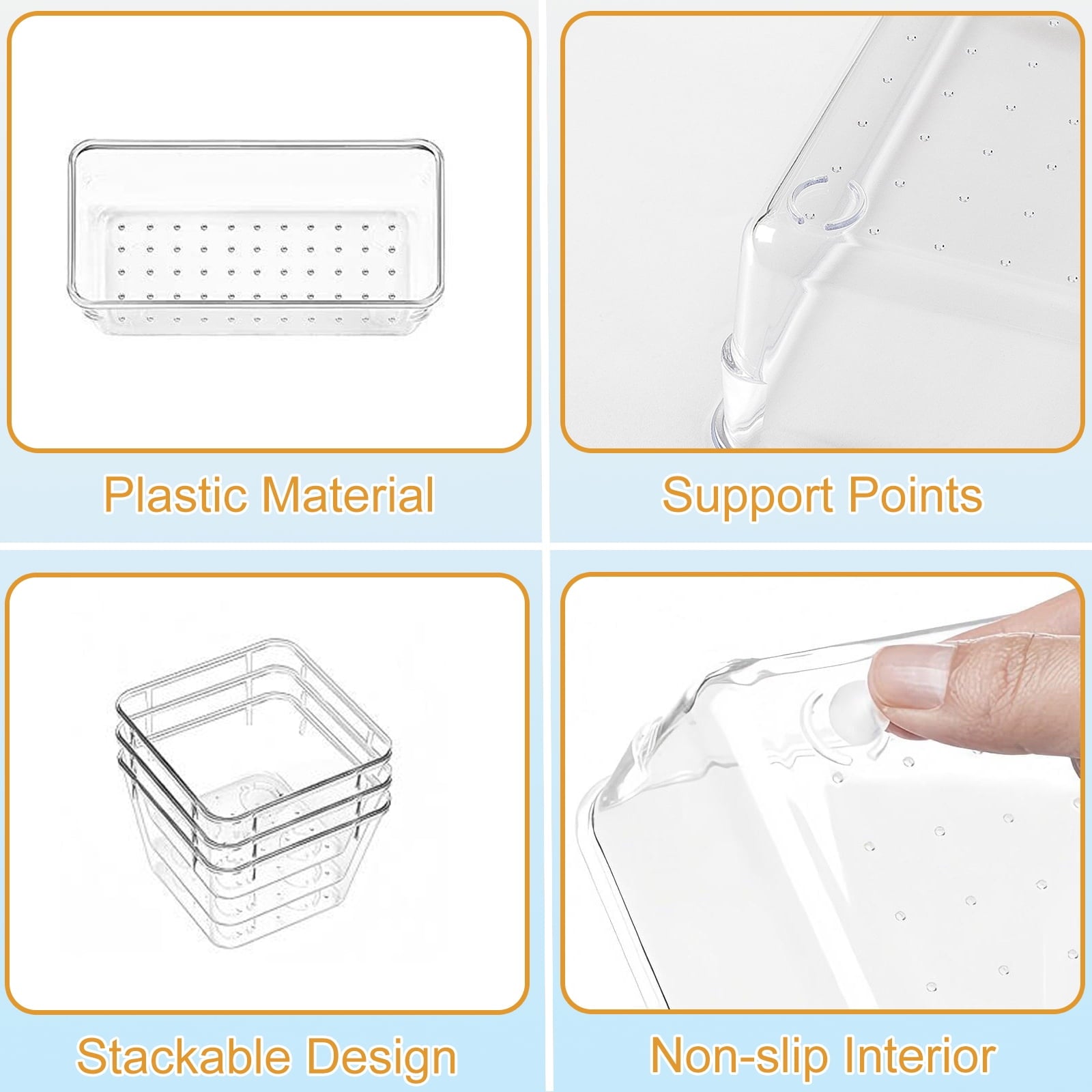Clear Plastic Drawer Organizers Makeup Vanity Desk Storage Stackable Multiple Gadgets Organizers for Home Bathroom Of... - Image 2