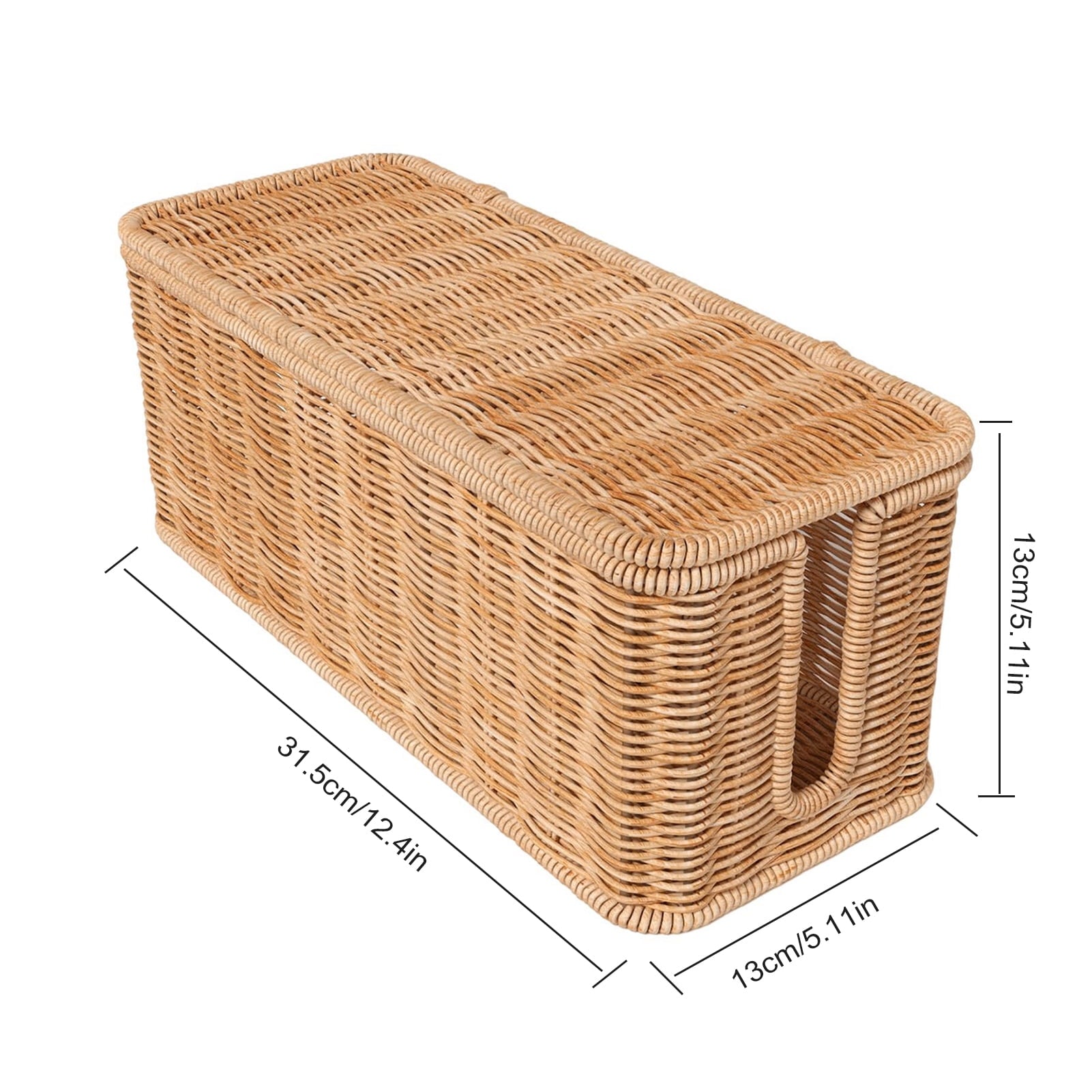 Rattan Cable Management Box Handwoven Cord Organizer Basket with 2 Slots Power Cords Hidden Box - Image 6
