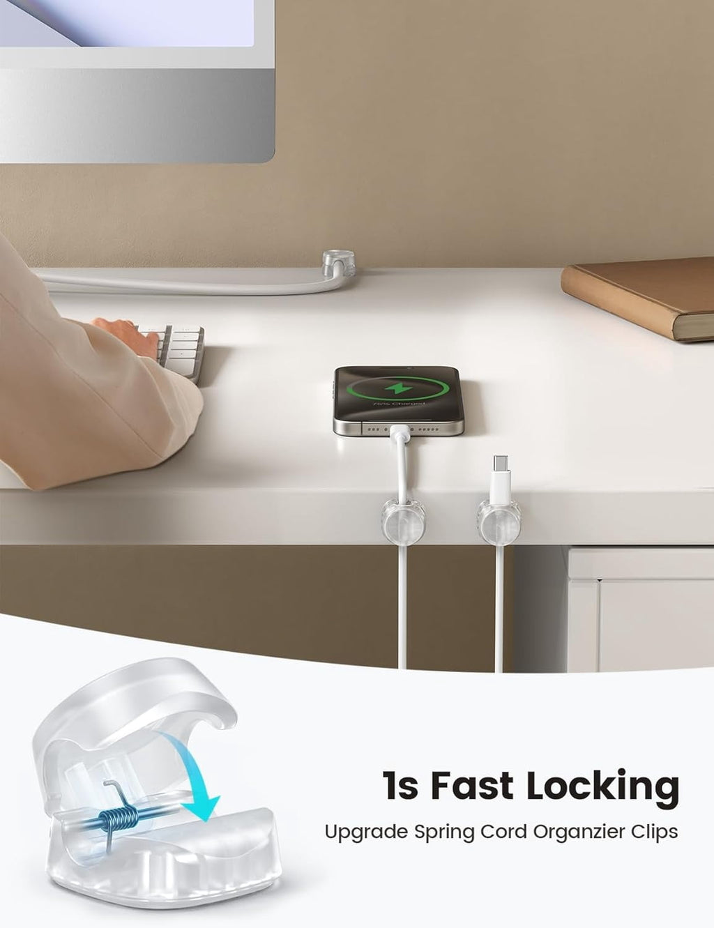 6 Pack Cord Organizer Office Desk Accessories Clear Cable Management Clips Home Workspace Desk Decor Nightstand Dorm ... - Image 2