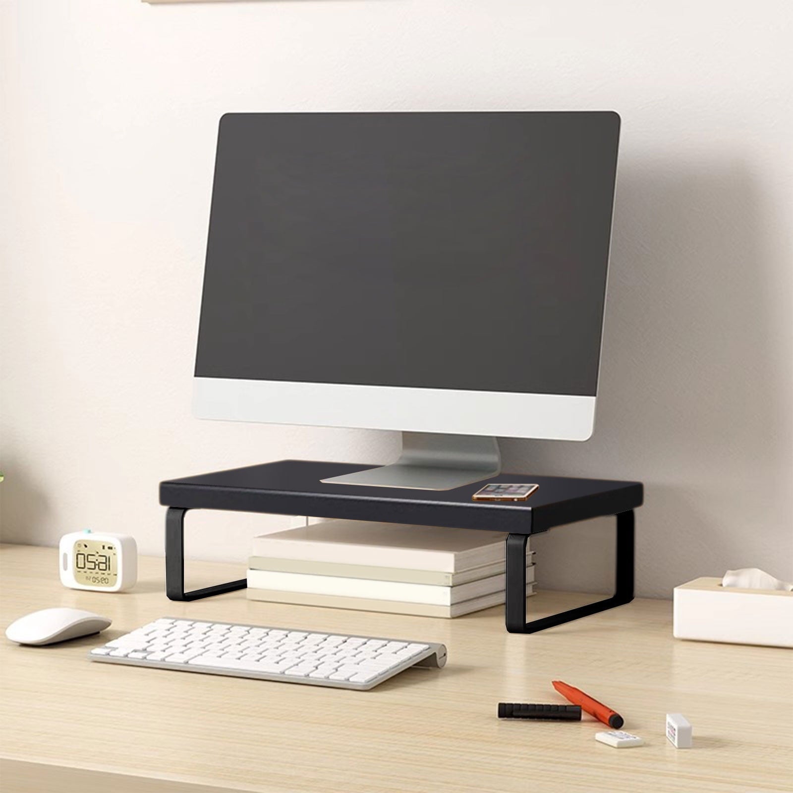 Monitor Riser Desktop Computer Stand Office Desk Storage Shelf Raised Ergonomic Organizer for Laptop PC - Image 5