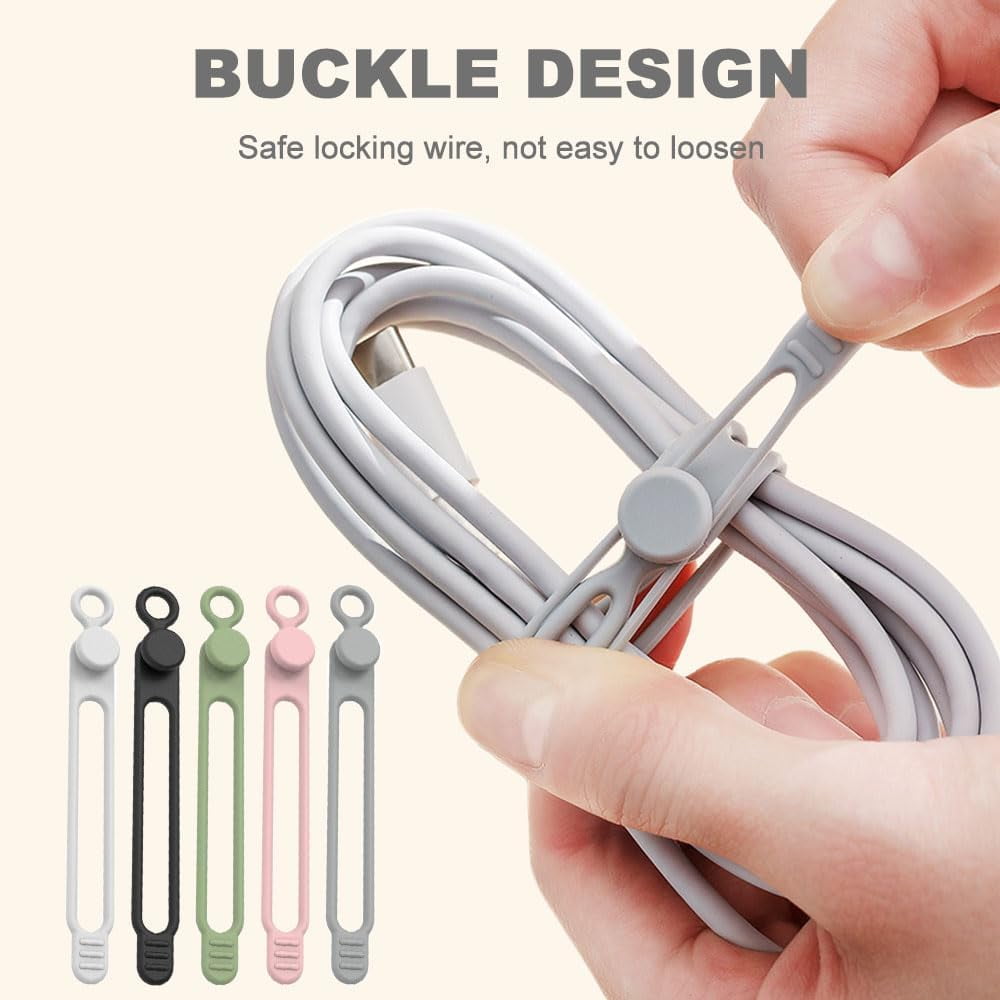 Data Cable Organizer, 2025 New Silicone Cable Ties Reusable Cable Management Organizer for Bundling and Fastening Cab... - Image 6