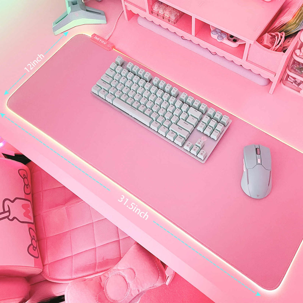 Pink RGB Gaming Mouse Pad 31.5x12 Inch PC XL Large Extended Glowing Led Light Up Desk Pad Non-Slip Rubber Jmiyav Base Computer Keyboard and - Image 5