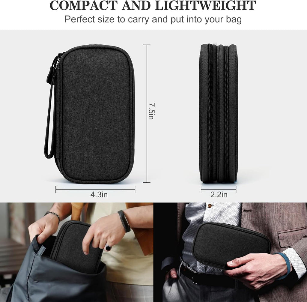 Black Travel Cable Organizer Pouch - Double Layer Electronic Accessories Case - Waterproof Portable Storage Bag for C... - Image 2