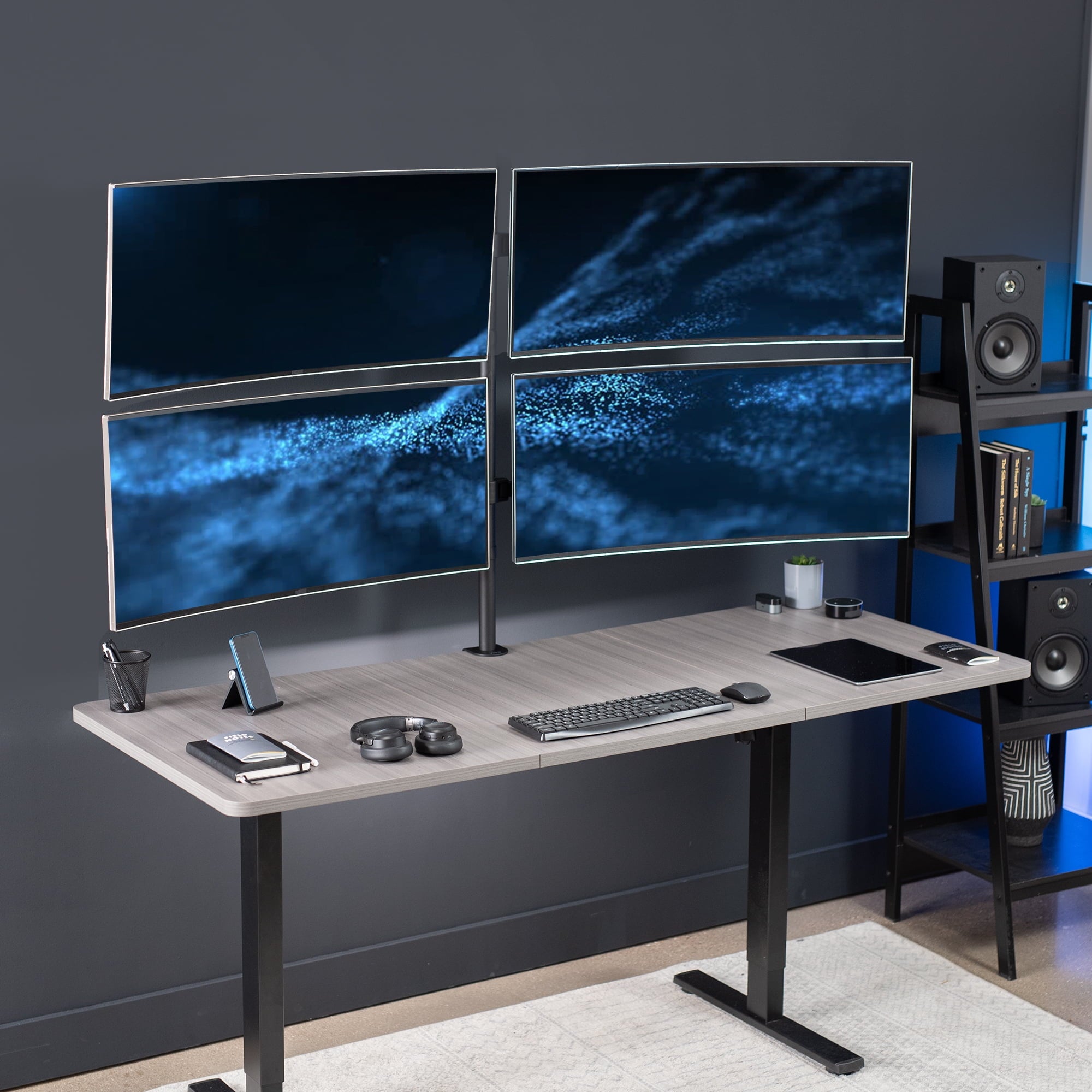 Telescoping Quad Ultra Wide 27" to 38" Monitor Heavy Duty Desk Mount Stand - Image 2