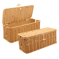 2 Pack Cable Management Box, Power Strip Organizer with Locked Cover, Handmade Rattan Cable Organizer Cords Hider, De...