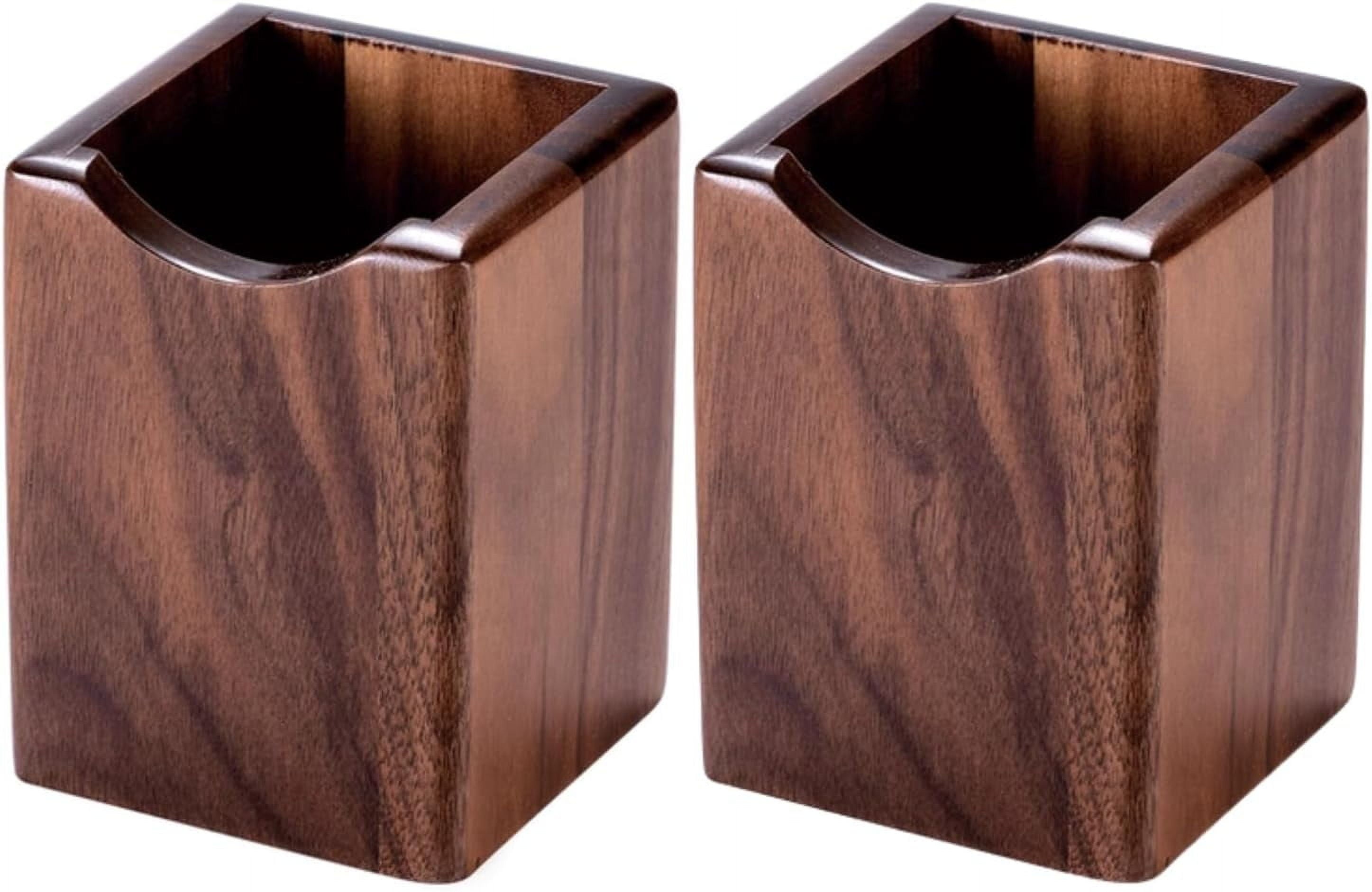 2 Pack Handmade Wood Pen Pencil Holder Stand Multi Purpose Natural Wood Pencil Cup Pot Desk Organizer Storage Box - P...
