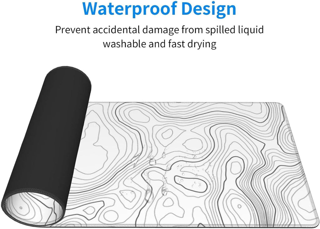 QCQHDU Large Gaming Mouse Pad with Stitched Edges, Minimalist Topographic Map Desk Mat, 3mm Thick Non-Slip Rubber Base Mice Pad for Gamer,Of - Image 4
