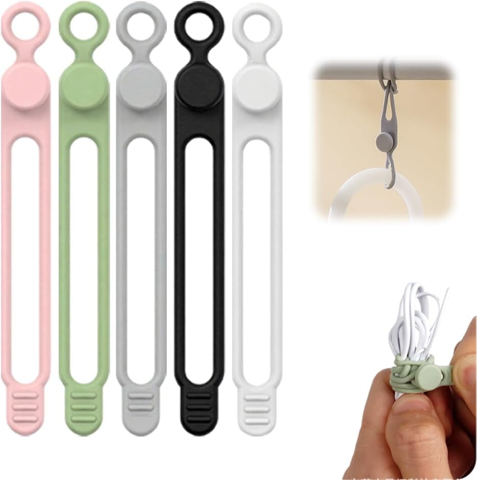 2026 Silicone Cable Ties,Cable Management Headphone Organizers,Reusable Cord Management Wire Organizers for Cords,Hom...