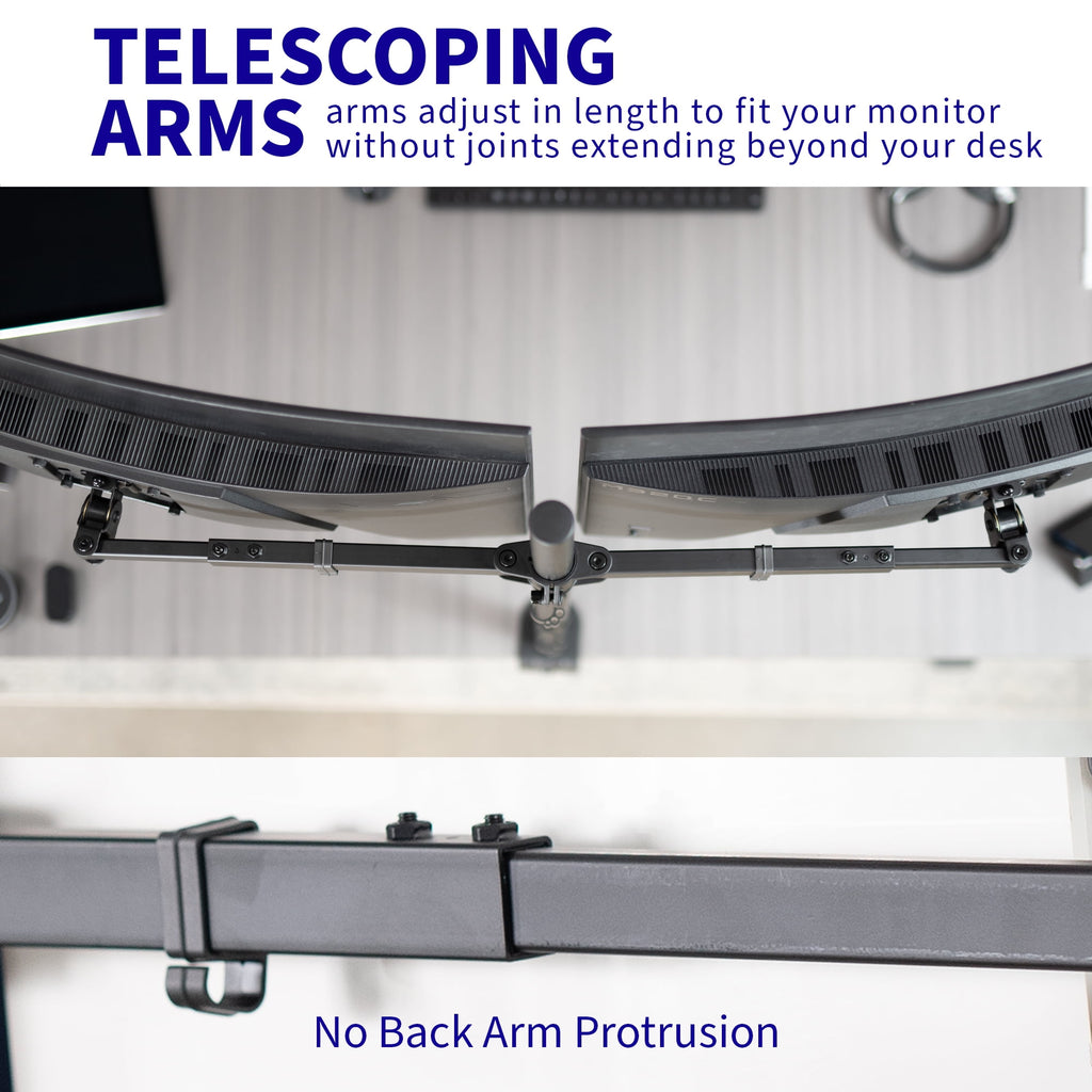 Extra Tall Telescoping Dual 27" to 38" Ultrawide Monitor Heavy Duty Desk Mount Stand - Image 4