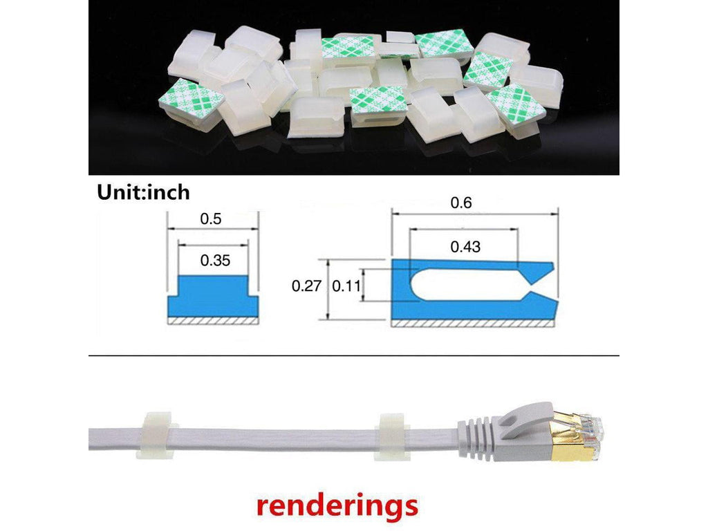 Ethernet Cable Clips Sticky Tack Cord Holder Wire Organizer Desk Accessories Wire Hider 100pcs White for Cat6 and Cat... - Image 3