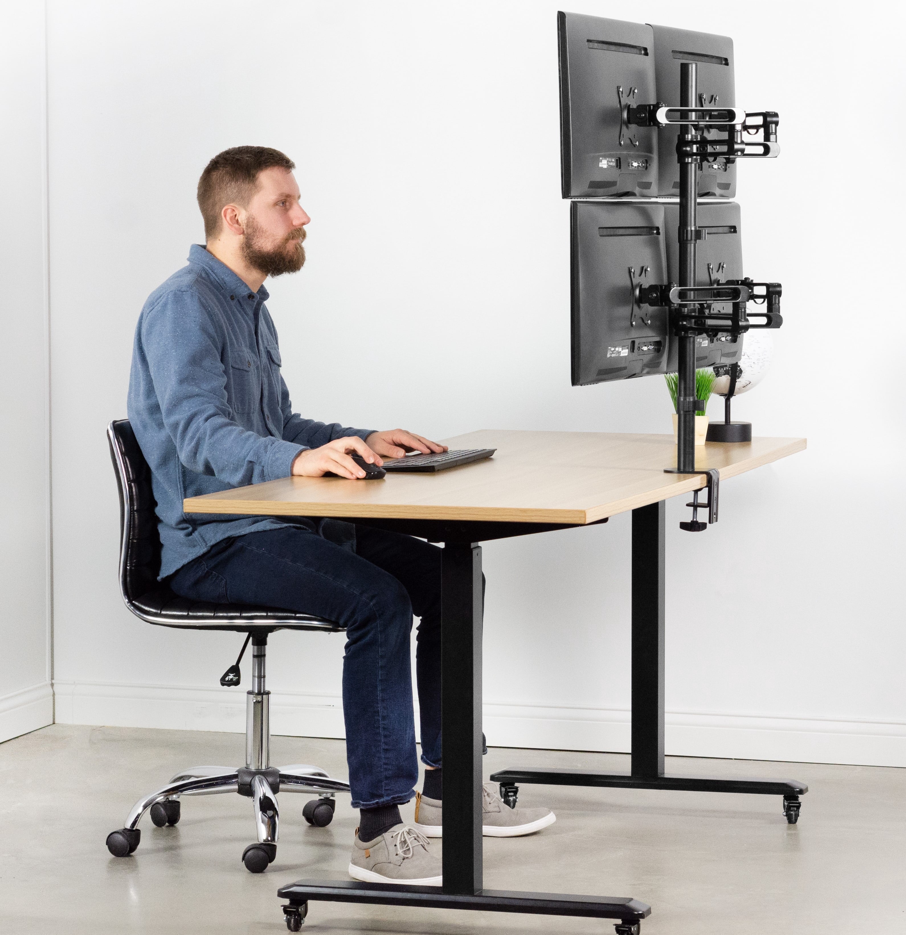 Quad LCD Monitor Fully Adjustable Desk Mount Stand | For 4 Screens 17" to 32" - Image 5