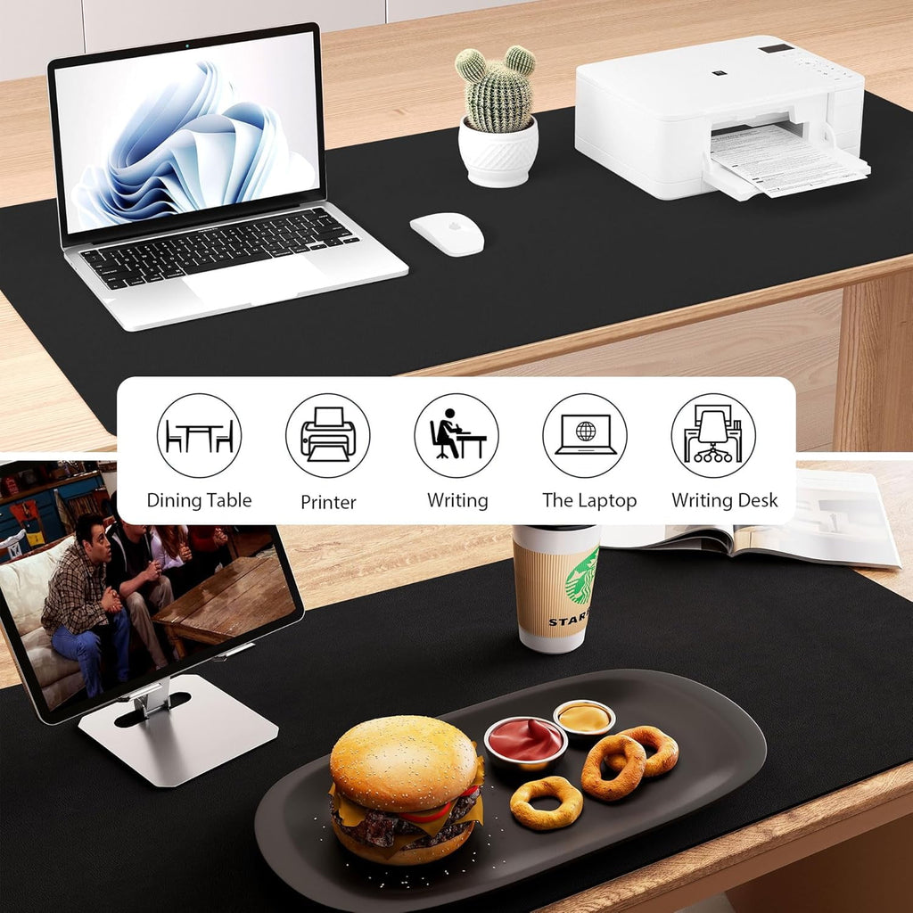 Dual-Sided Desk Pad, Leather Desk Mat, Natural Cork Desk Pad Protector, Large Mouse Pad for Desk, Waterproof Desk Blo... - Image 4
