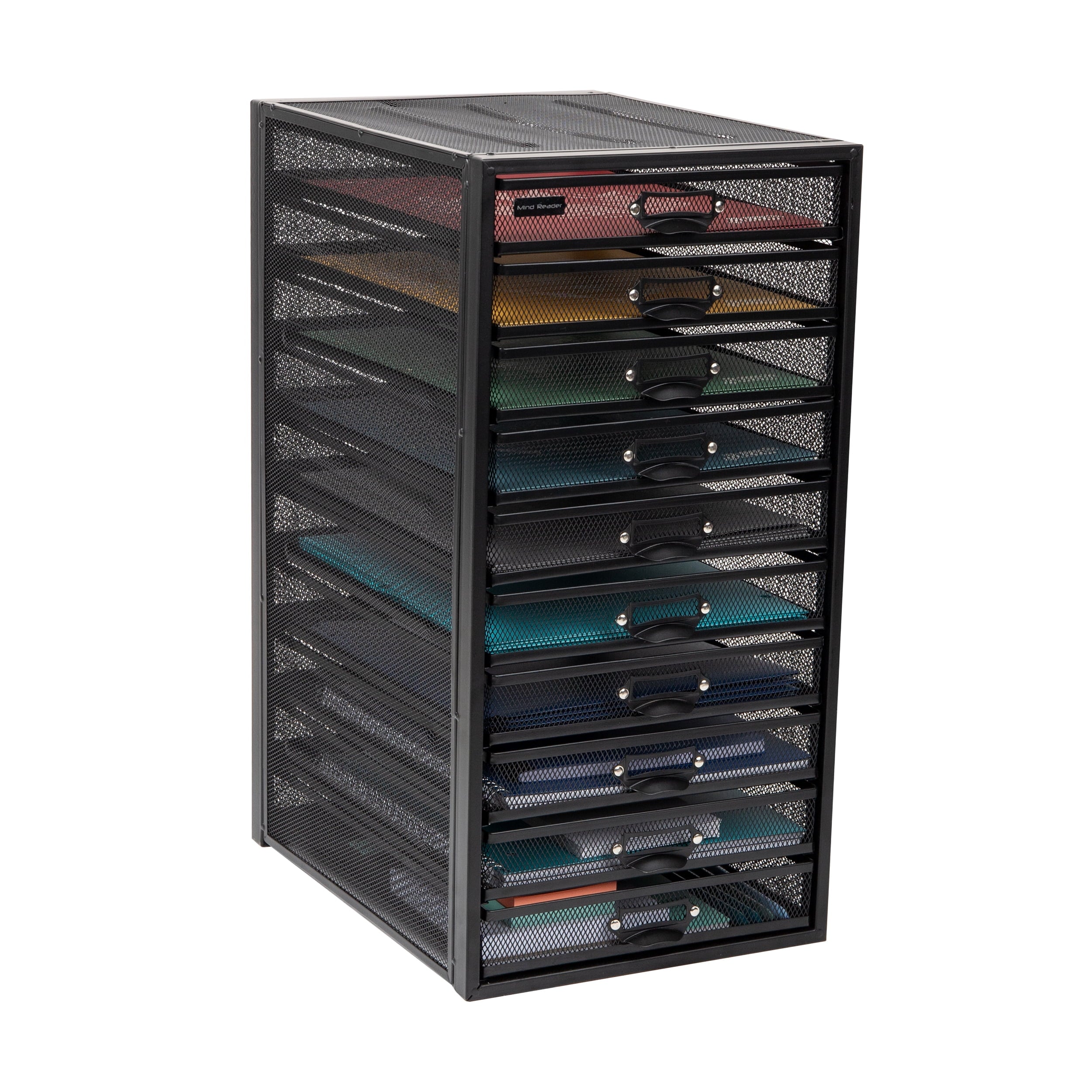 File Storage Drawers, Desk Organizer, Multi-Purpose, 10.75"L x 14"W x 21.25"H, Black - Image 5