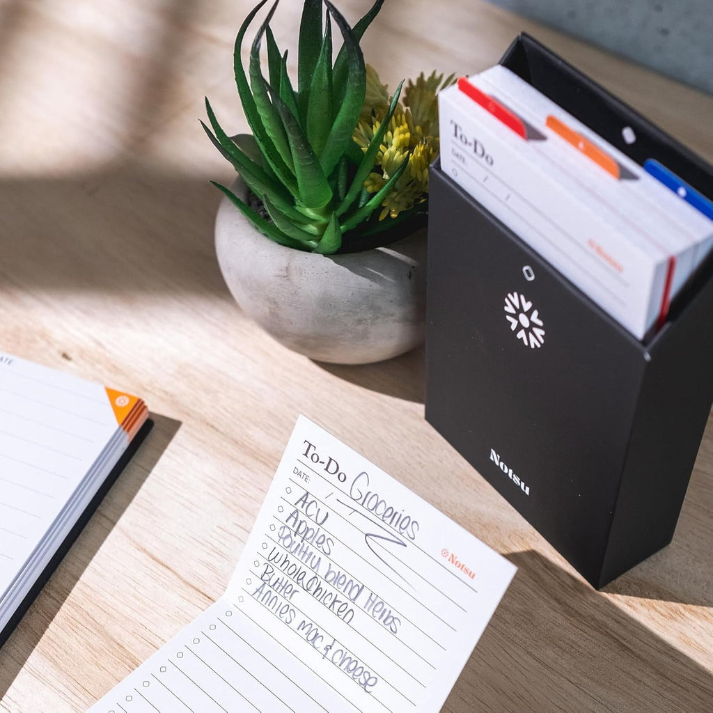 Notsu Centre Rise To Do List Card Box Set | 50 Foldable To-Do Vertical Notecards 3x5, Productivity Index Card Organizer Tab Dividers, Desk C - Image 5