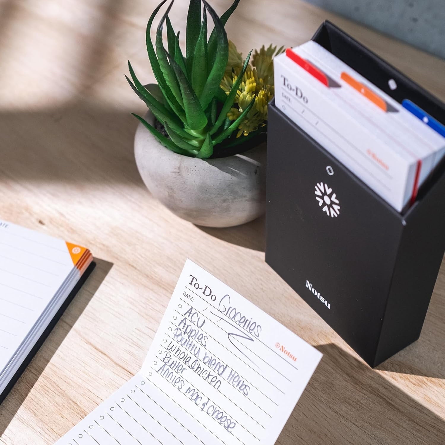 Notsu Centre Rise To Do List Card Box Set | 50 Foldable To-Do Vertical Notecards 3x5, Productivity Index Card Organizer Tab Dividers, Desk C - Image 5