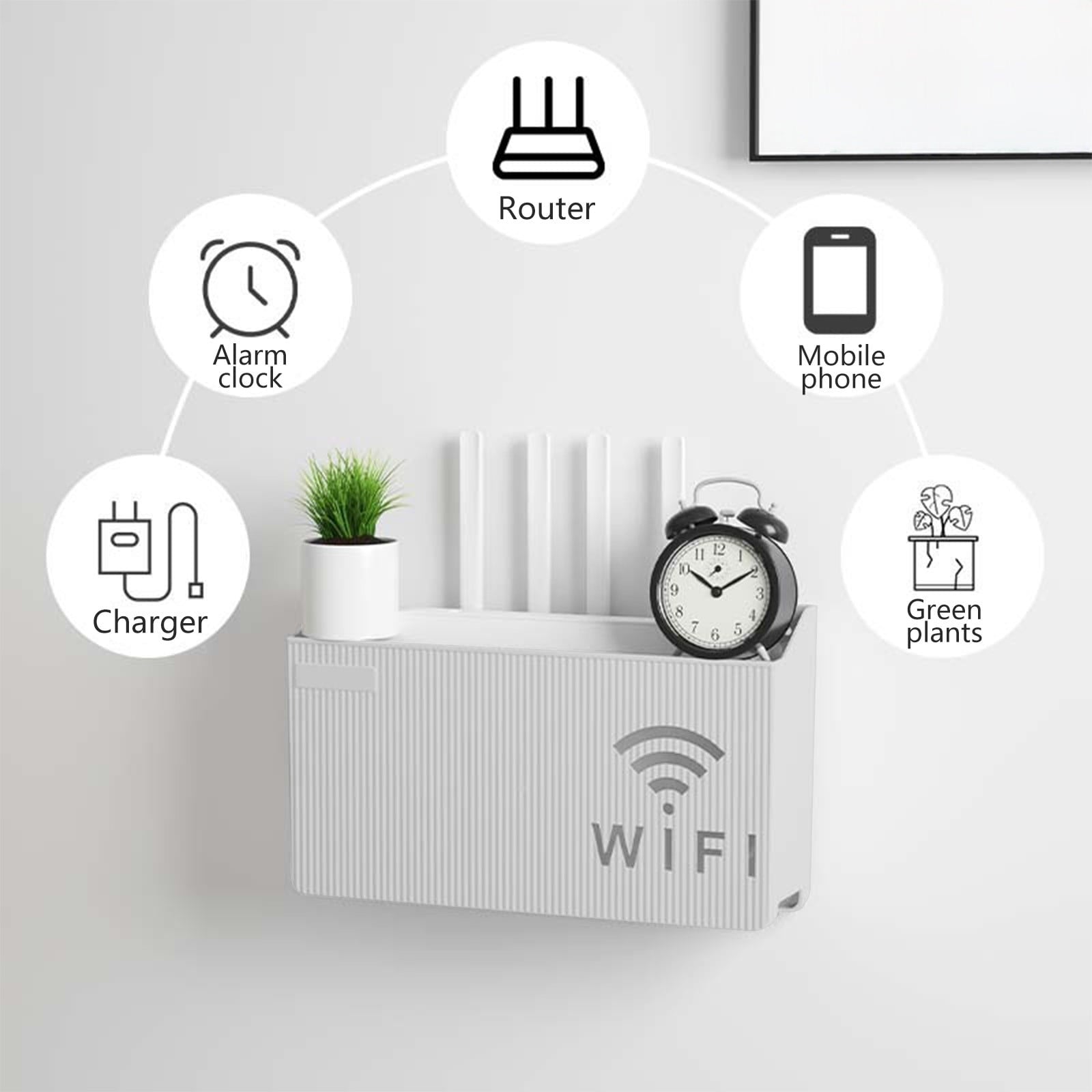 Wall Mount Router Shelf Organizer with Cable Management, No Drilling Wall Mounted Storage Box Holder for WiFi Modem, Home Office Desk Organi - Image 5