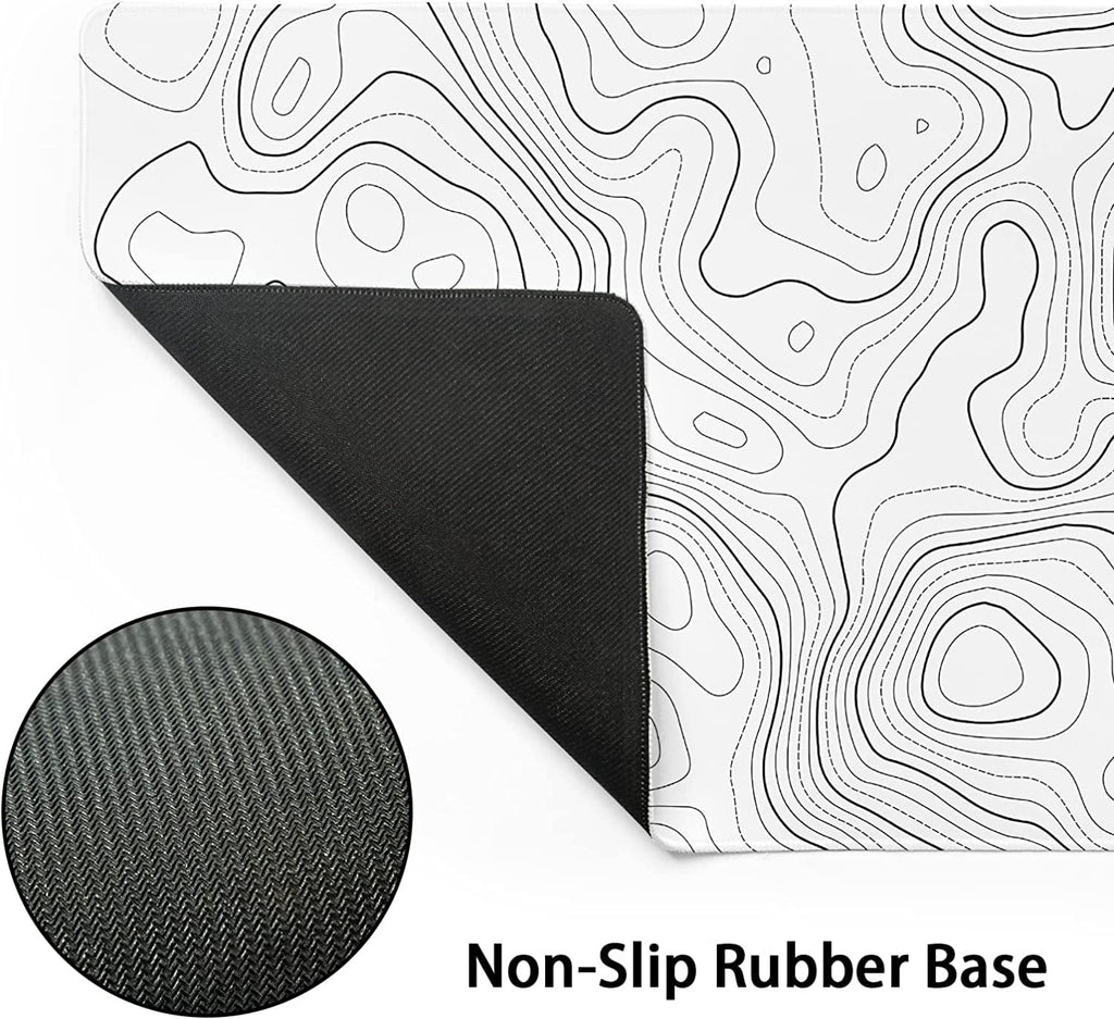 Topographic Map Large Mouse Pad XL White Lines Contour Geographic Extended Large Desk Mat Big Desk Pad 80X30 CM Non-S... - Image 3