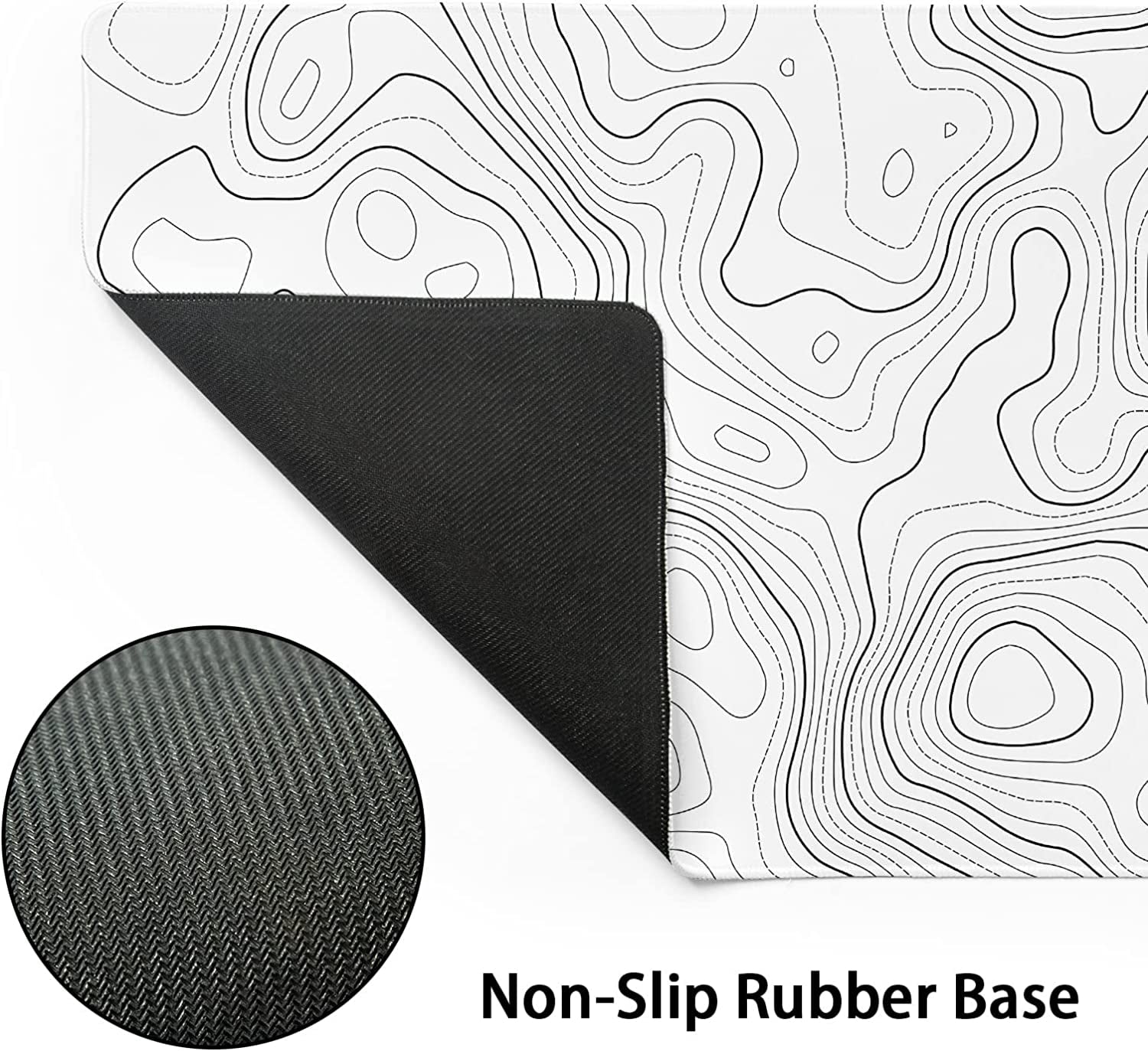 Topographic Map Large Mouse Pad XL White Lines Contour Geographic Extended Large Desk Mat Big Desk Pad 80X30 CM Non-S... - Image 3