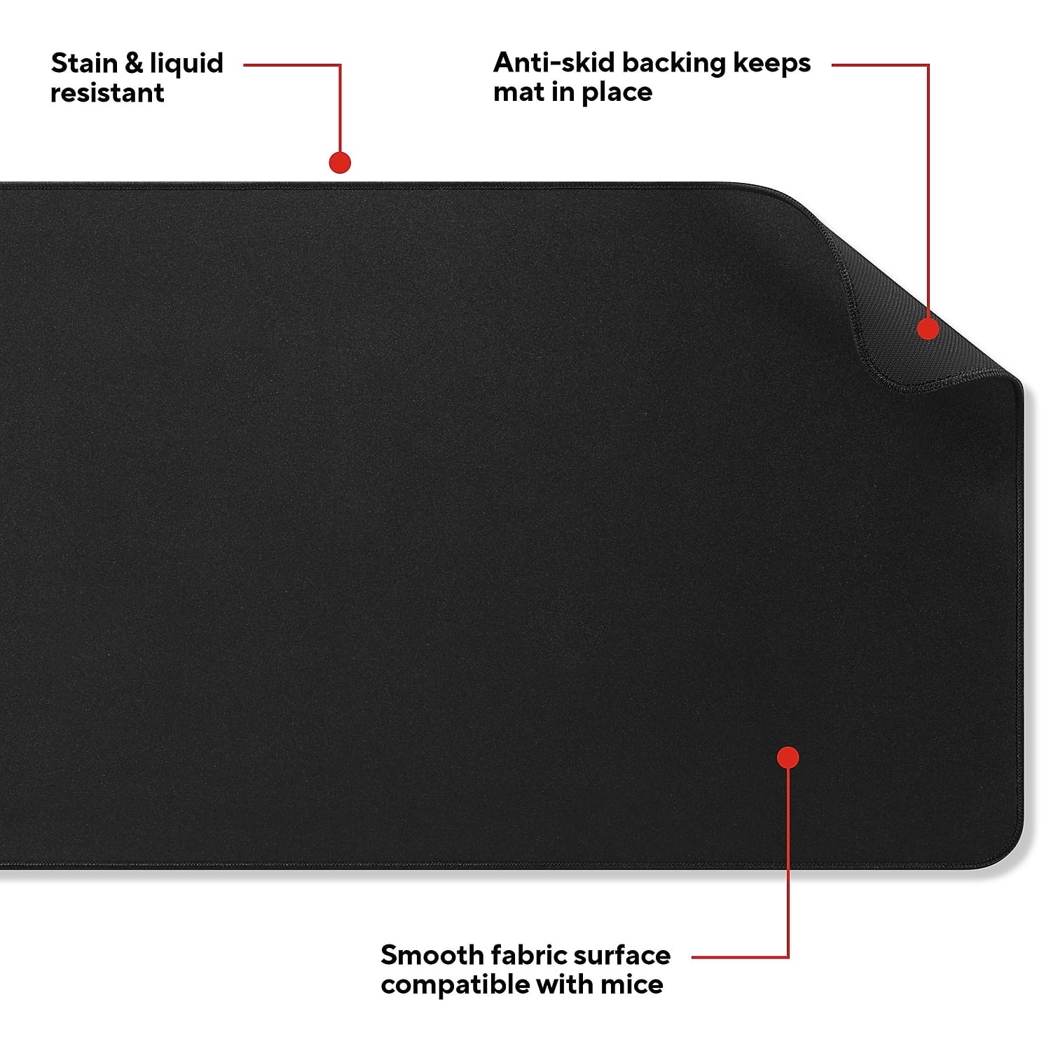 TECH Anti-Slip Fabric Desk Pad 31.5" x 15.7" Black - Image 3