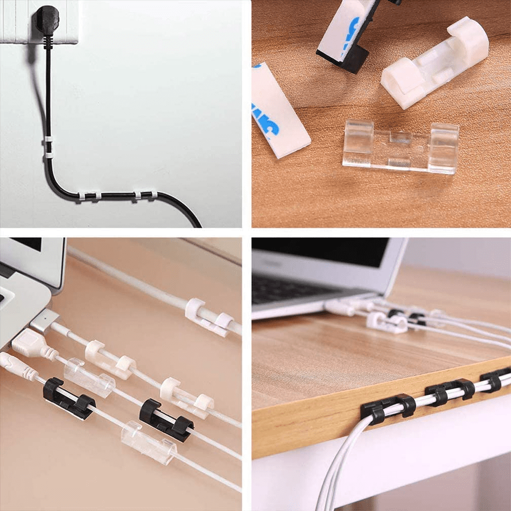 40 Pack Cable Clips - Strong Adhesive Wire Holder Organizer Durable Cord Management on Wall Table Desk Computer for O... - Image 5