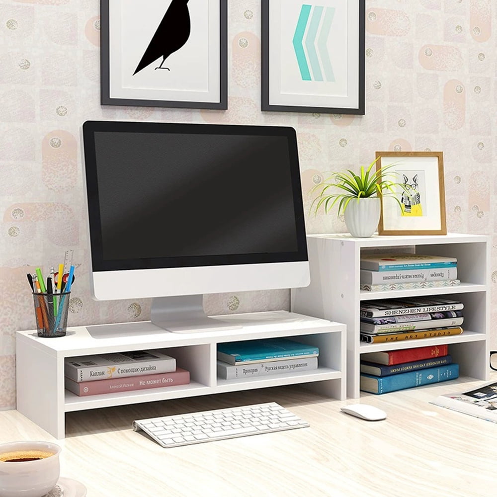 Monitor Stand Riser for Desk, 16.5 inch Computer Stand Desk Shelf, White 2-Tier - Image 5