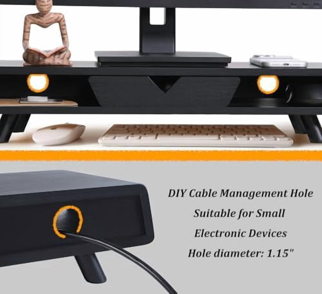 Monitor Stand with Drawer, Exquisite Computer Monitor Stand for Desk, Ergonomic Wood Monitor Stand Riser for Computer... - Image 6