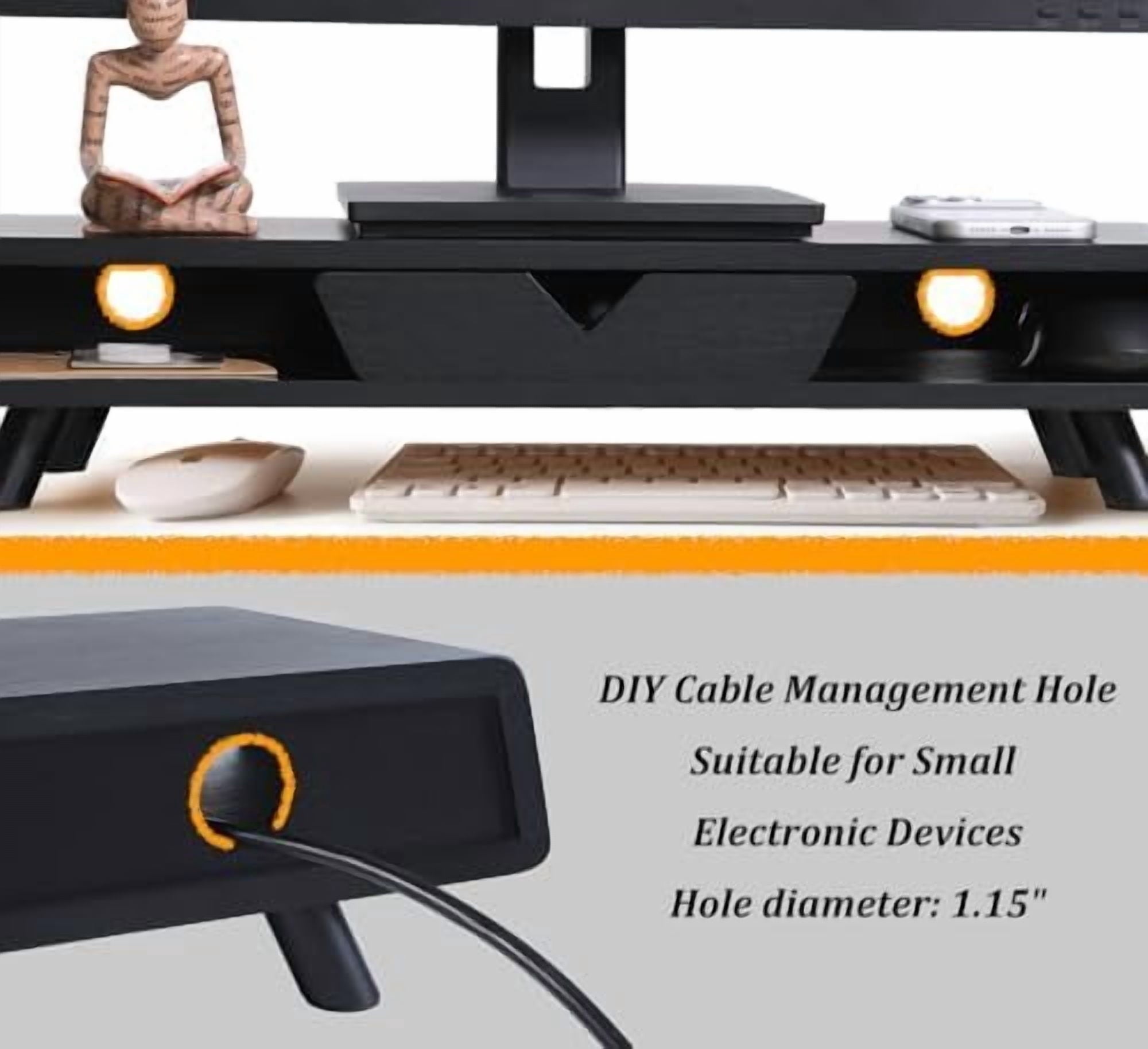 Monitor Stand with Drawer, Exquisite Computer Monitor Stand for Desk, Ergonomic Wood Monitor Stand Riser for Computer... - Image 6